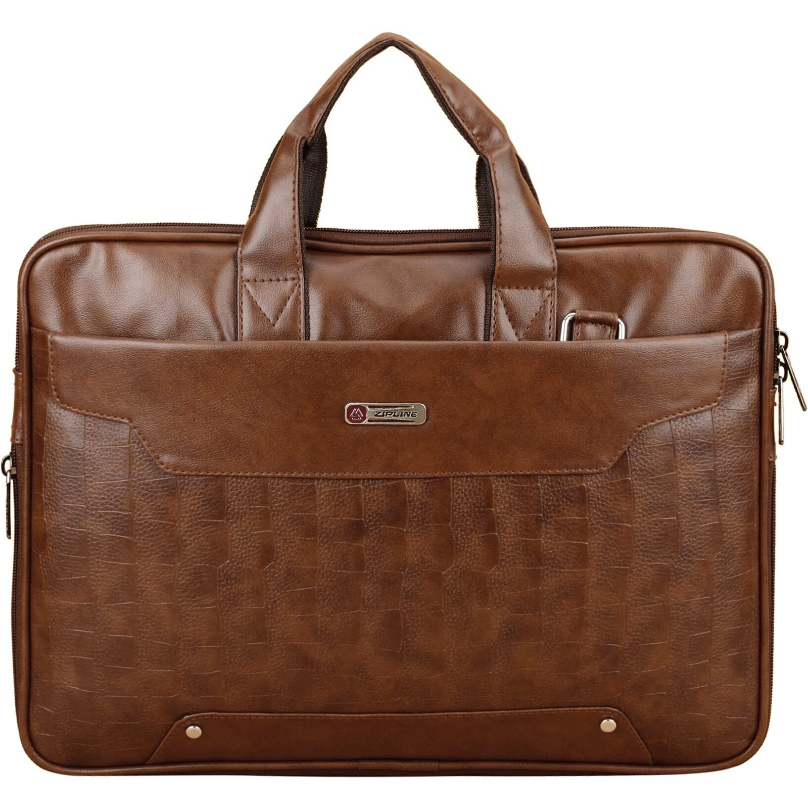 Zipline Office Faux Leather Laptop Bag For Men - Fits 14/15.6/16 Inch Laptop Messenger Bags For Mens (1-Tan Bag)