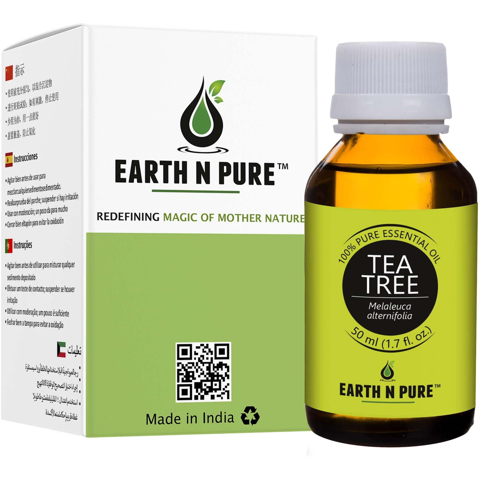 Earth N Pure Tea Tree Essential Oil For Scalp Care, Skin Care And Relief From Acne And Pimples | 50 Ml