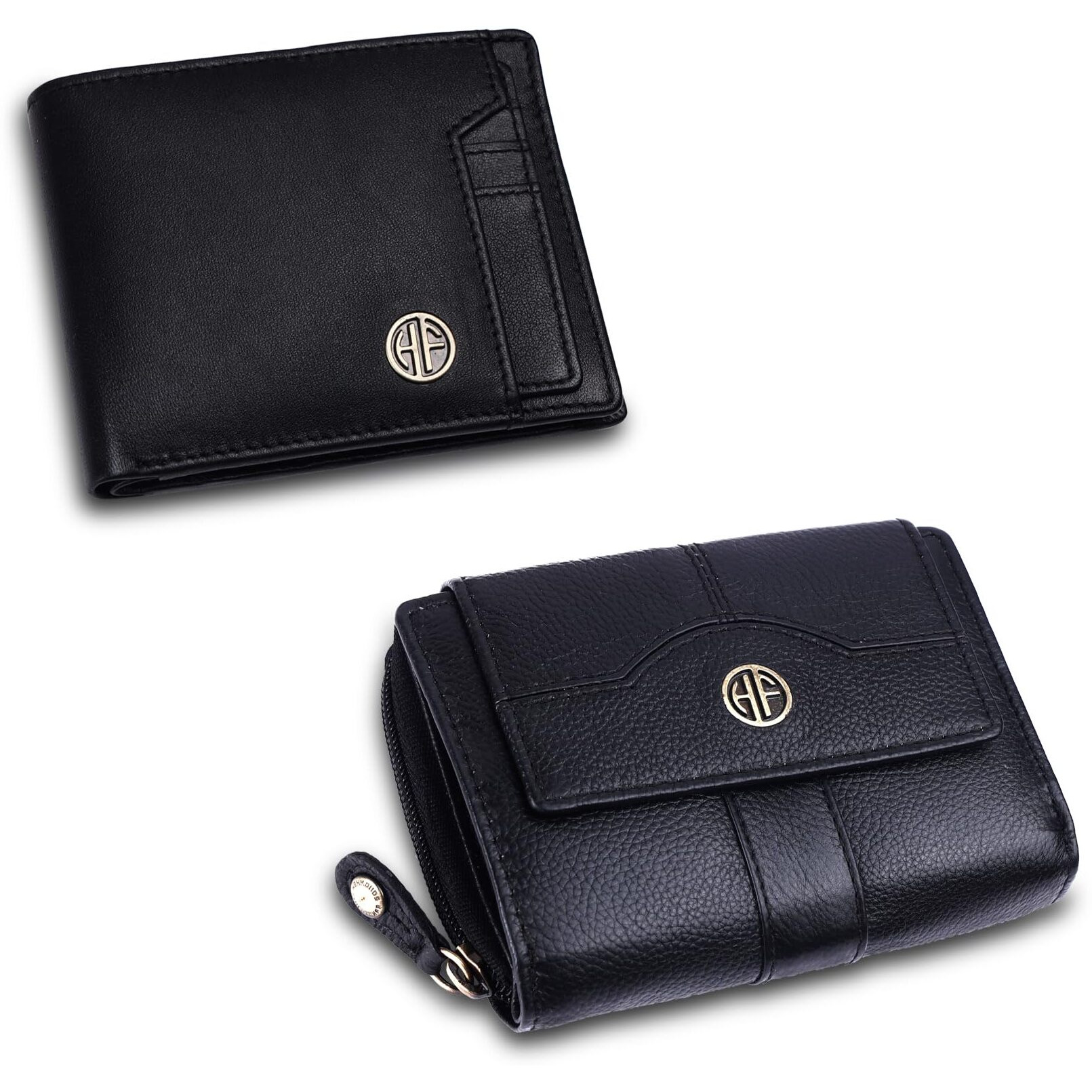 Hammonds Flycatcher Leather Wallet Combo Gift Set - Valentine Gift For Boyfriend And Girlfriend - Men's And Women's Wallets With Multiple Card Slots - Couple Gifts For Anniversary