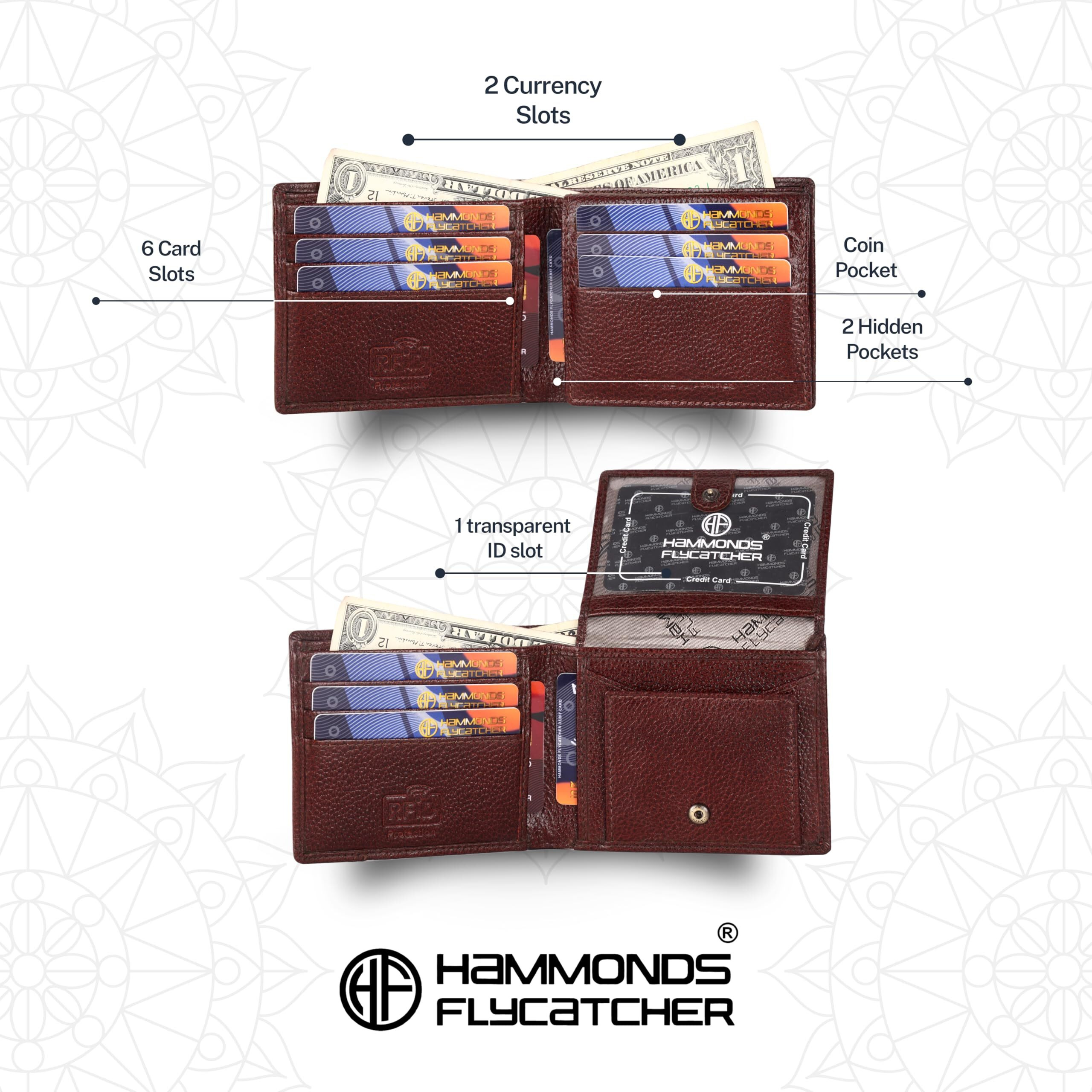 Hammonds Flycatcher Leather Wallet Combo Gift Set - Valentine Gift For Boyfriend And Girlfriend - Men's And Women's Wallets With Multiple Card Slots - Couple Gifts For Anniversary