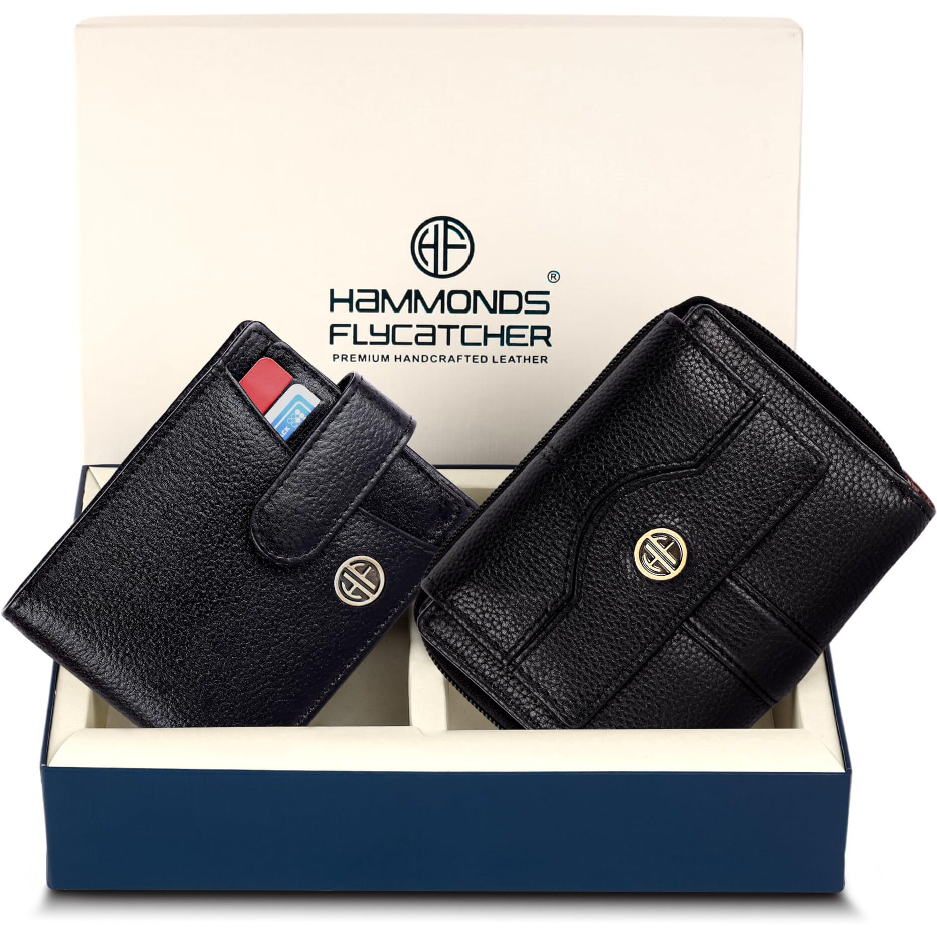 Hammonds Flycatcher Leather Wallet Combo Gift Set - Valentine Gift For Boyfriend And Girlfriend - Men's And Women's Wallets With Multiple Card Slots - Couple Gifts For Anniversary