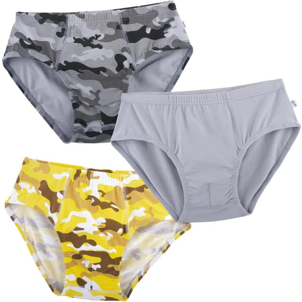 Yougotplanb 100% Cotton Camouflage Sports Brief For Boys | 100% Cotton | Breathable & Stretchable | Soft Elastic | Antibacterial & Antimicrobial| Pack Of 3 Multicolour | 8-10 Years