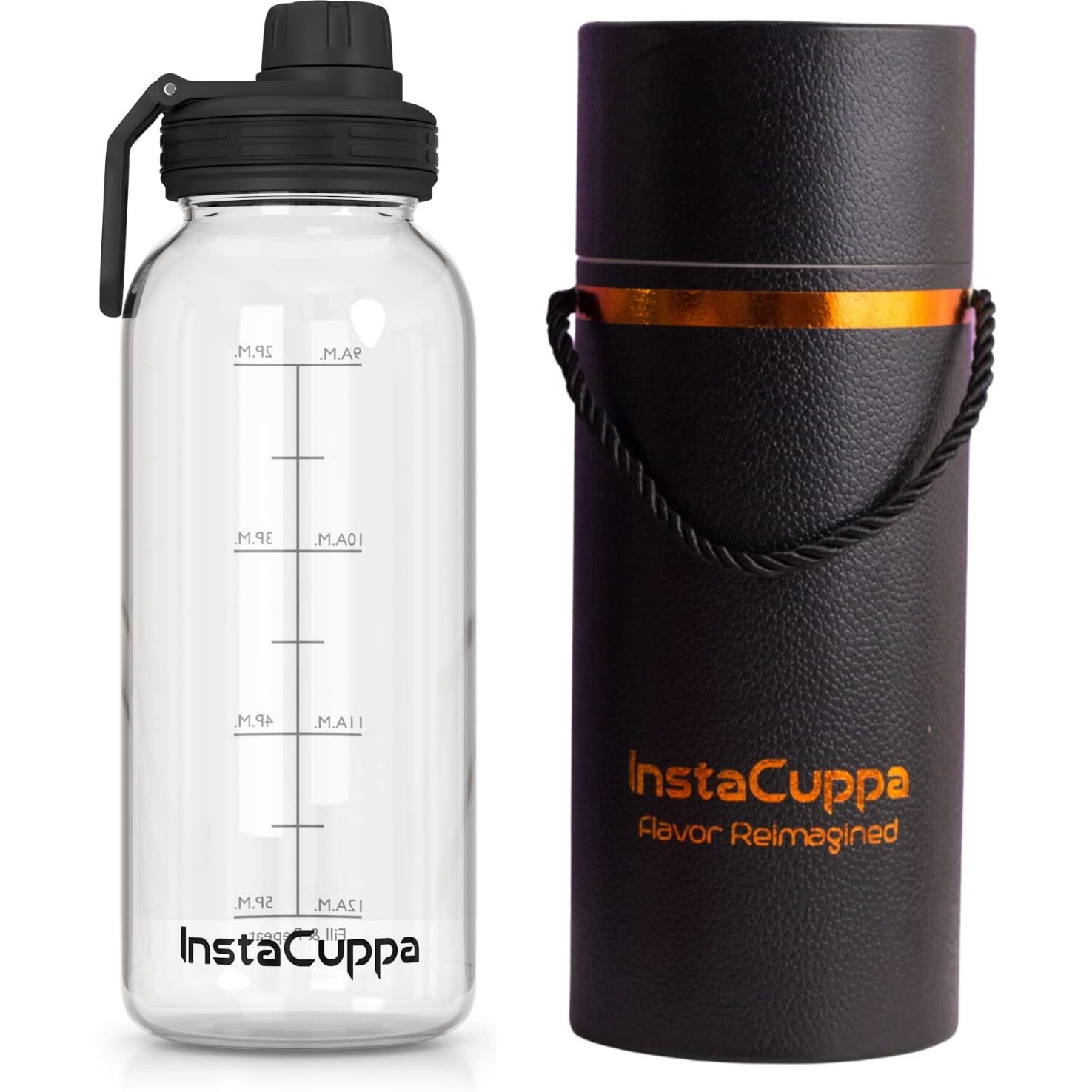 Instacuppa Bpa-Free, Wide Mouth Sports Sipper Lid, Removable Neoprene Silicone Sleeve Borosilicate Glass Water Bottle 650 Ml, Black (Pack Of 1)