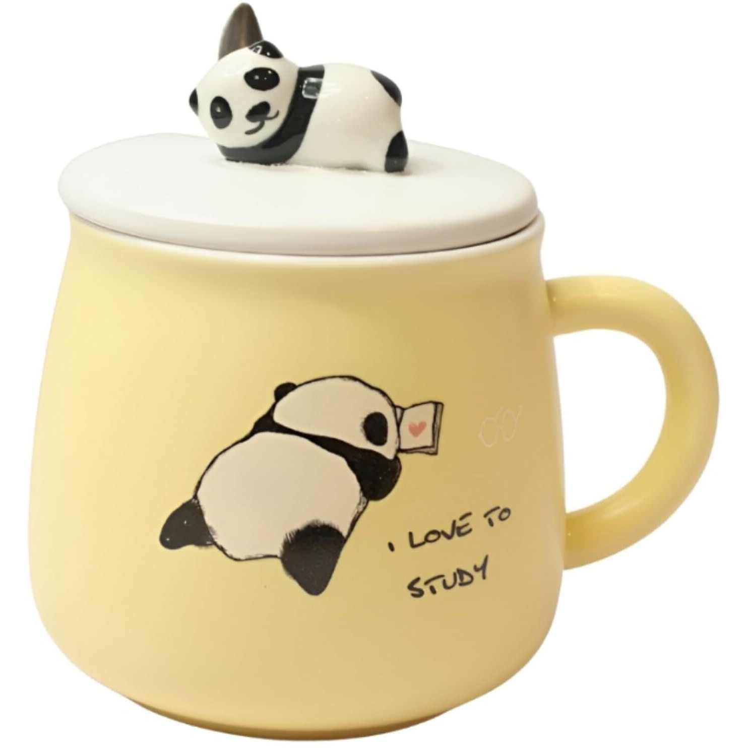 Nyrwana Coffee Mug, Gift Items For Women, Birthday Gift For Girlfriend, Mugs For Gift, Unique Gift For Women, Cups And Mugs, Gift For Women Birthday Special, Panda Mug With Lid And Spoon (Yellow)