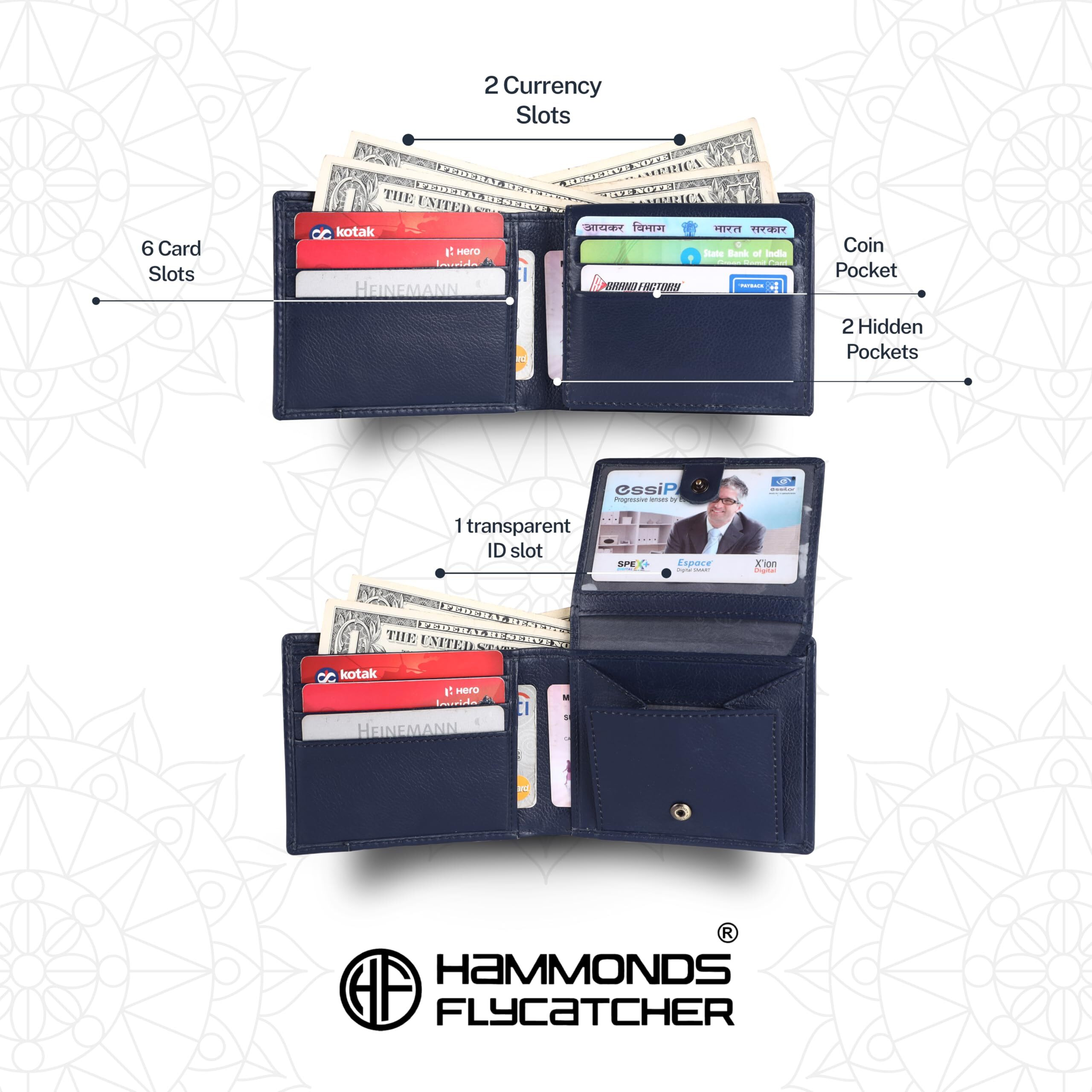 Hammonds Flycatcher Leather Wallet Combo Gift Set - Valentine Gift For Boyfriend And Girlfriend - Men's And Women's Wallets With Multiple Card Slots - Couple Gifts For Anniversary