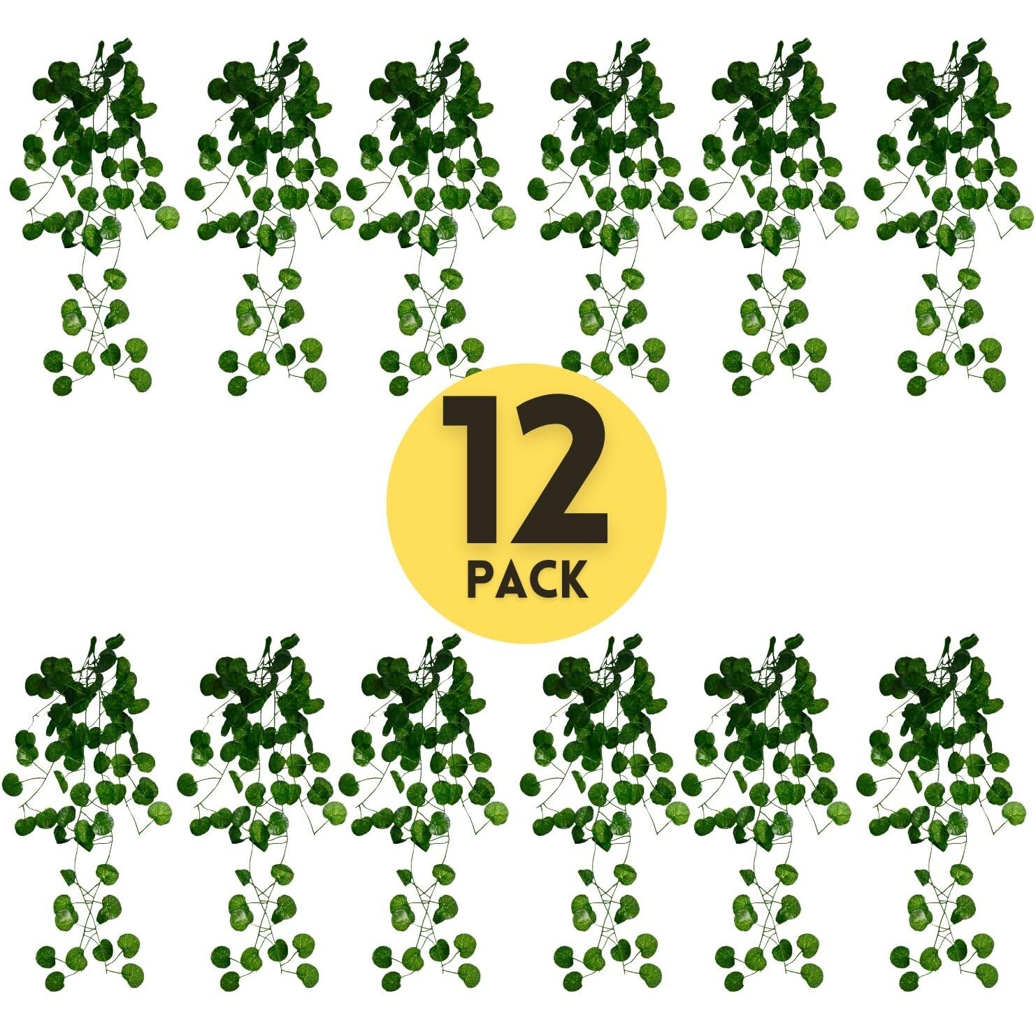 Decorebugs Artificial Plants Leaves Hanging Ivy Garlands Plant Greenery Vine Creeper Home Decor Door Wall Balcony Decoration Party Festival Craft (Pack Of 12)