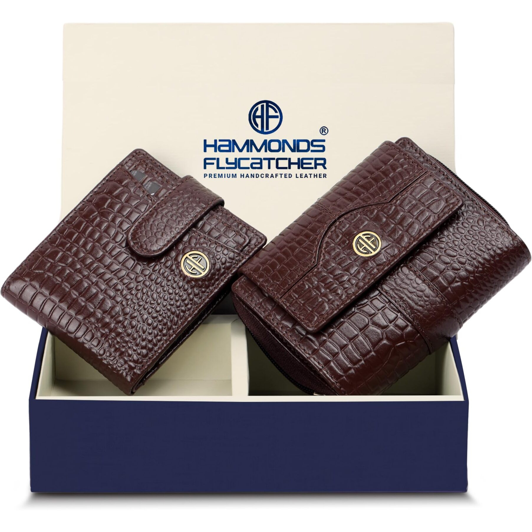 Hammonds Flycatcher Leather Wallet Combo Gift Set - Valentine Gift For Boyfriend And Girlfriend - Men's And Women's Wallets With Multiple Card Slots - Couple Gifts For Anniversary