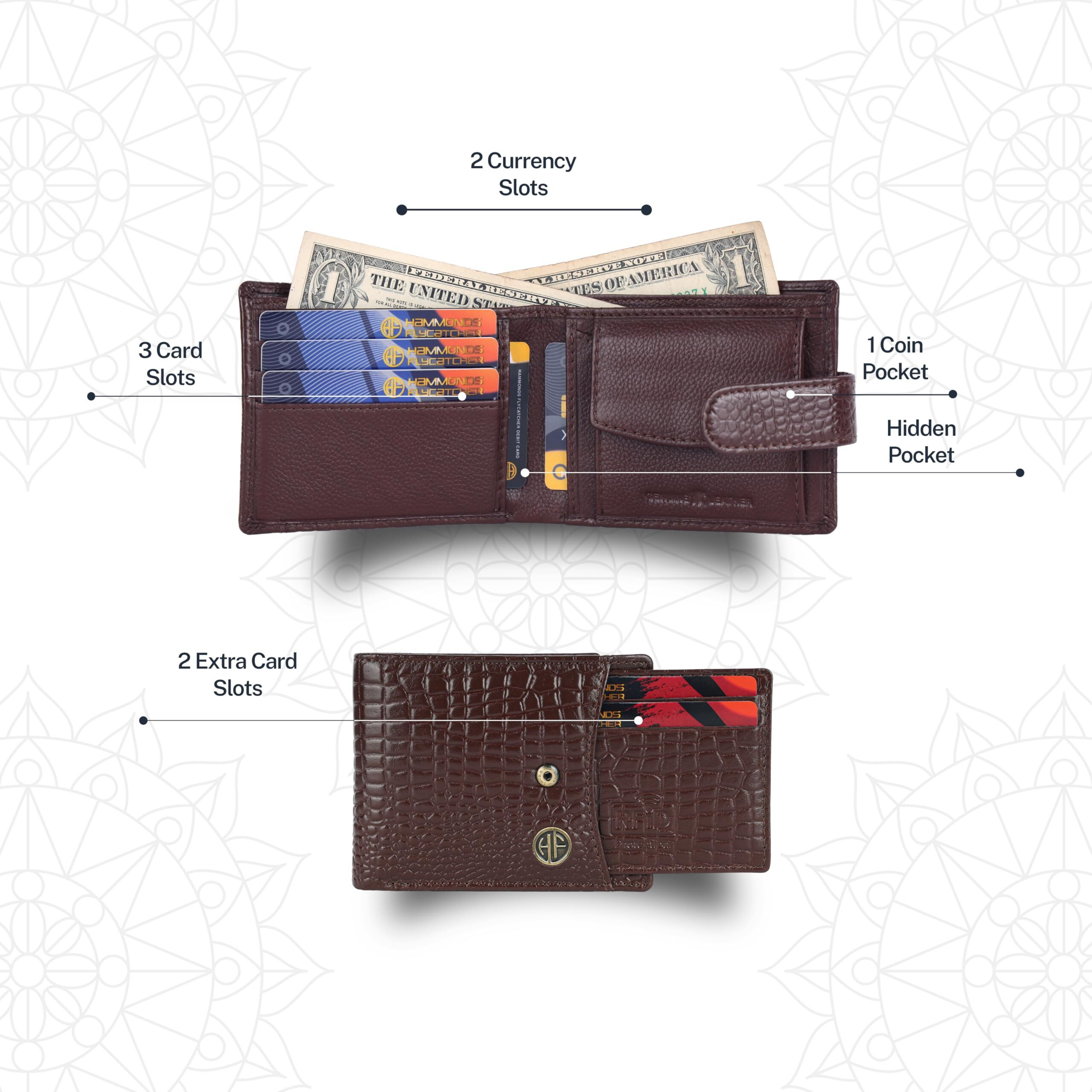 Hammonds Flycatcher Leather Wallet Combo Gift Set - Valentine Gift For Boyfriend And Girlfriend - Men's And Women's Wallets With Multiple Card Slots - Couple Gifts For Anniversary