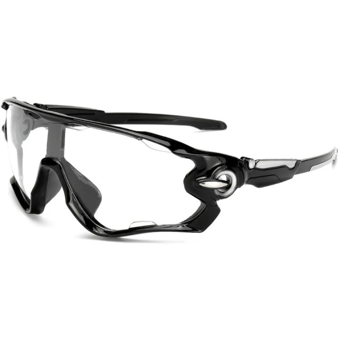 Huvora Uv Protected Sports Mirrored Wraparound Sunglasses For Cycling Cricket Riding Running Men Women Stylish Hydrophobic Lens With Full Coverage Protection Anti Glare Goggles (Clear Black)