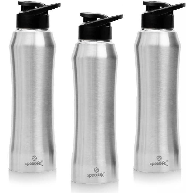 Speedex Stainless Steel Water Bottle 1 Litre, Leakproof Sipper Cap 1 Ltr, Matt, Bottles 1+ Litre For School, Gym, Office, Boys, Girls, Men, Women, Kids, Fridge 1Ltr - 1000 Ml - Set Of 3