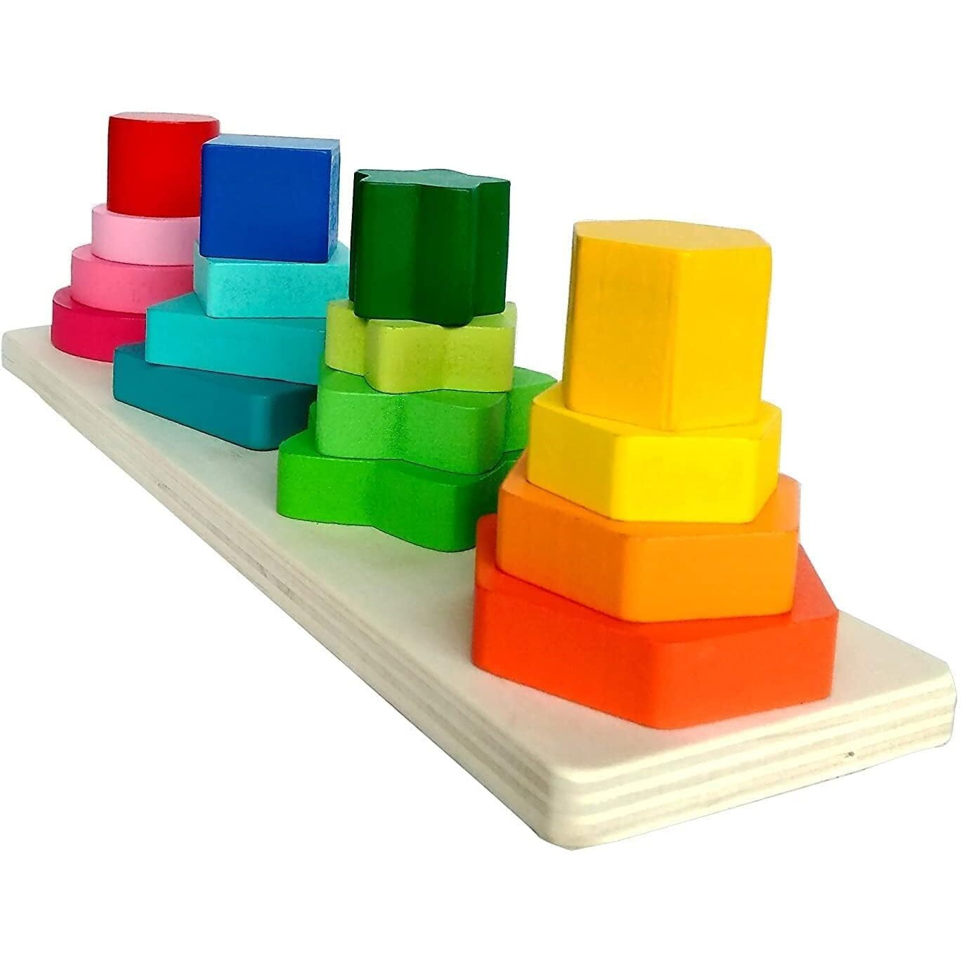 Verat Wooden Clock Teaching Time Number Blocks Shape Color Stacking Sorting Montessori Early Learning Educational Toy | Gift For 3 Year Old Toddler Baby Kids (Domino Block 1)