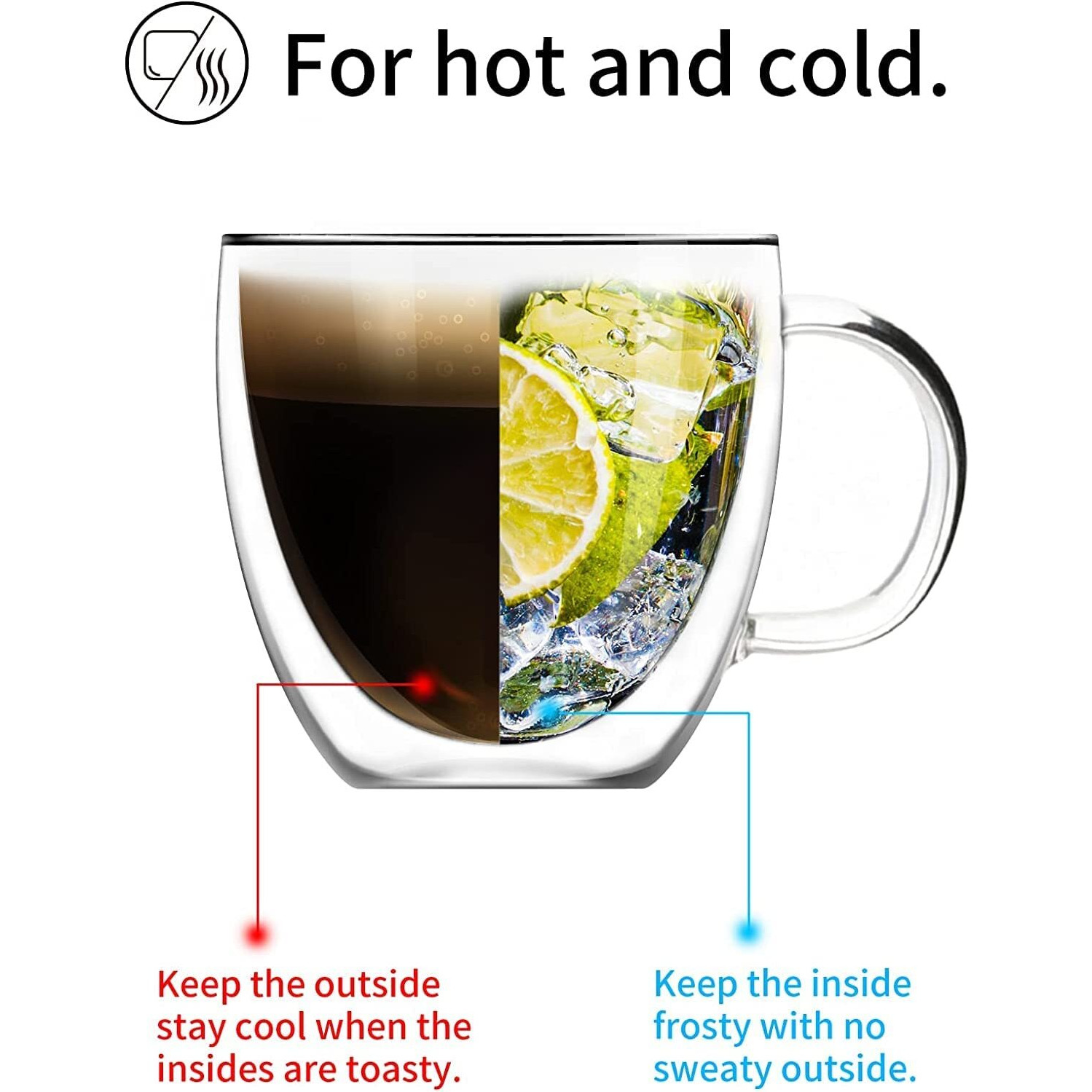 Zroy Enterprise Premium Classic Double Wall Glass Coffee Mugs Set Of 4 - Heat Resistant, Clear Insulated (350Ml) For Cappuccino, Latte, Beverages