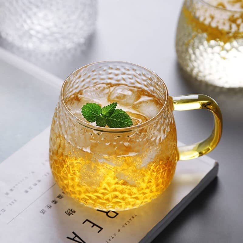 Zroy Enterprise Premium Glass Coffee Mug Tea Cups, Transparent, Glass Cups Set For Coffee, Green Tea, Herbal Tea, Lemon Tea, Milk Cup, Hot/Cold Drinks Cups (Lemon Cup, 6)