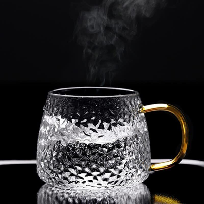 Zroy Enterprise Premium Glass Coffee Mug Tea Cups, Transparent, Glass Cups Set For Coffee, Green Tea, Herbal Tea, Lemon Tea, Milk Cup, Hot/Cold Drinks Cups (Lemon Cup, 6)