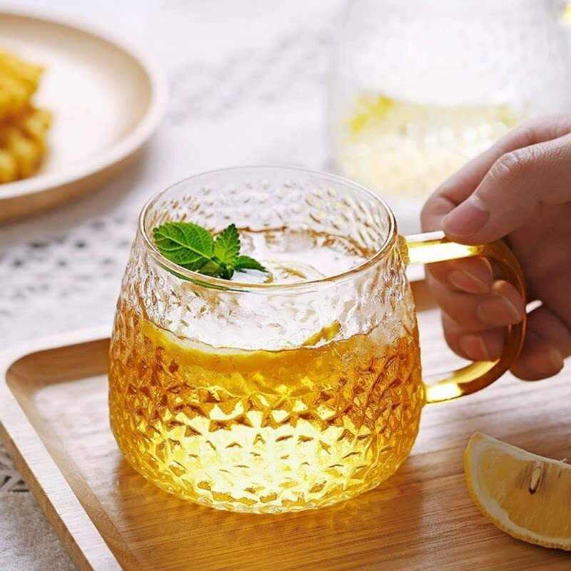Zroy Enterprise Premium Glass Coffee Mug Tea Cups, Transparent, Glass Cups Set For Coffee, Green Tea, Herbal Tea, Lemon Tea, Milk Cup, Hot/Cold Drinks Cups (Lemon Cup, 6)