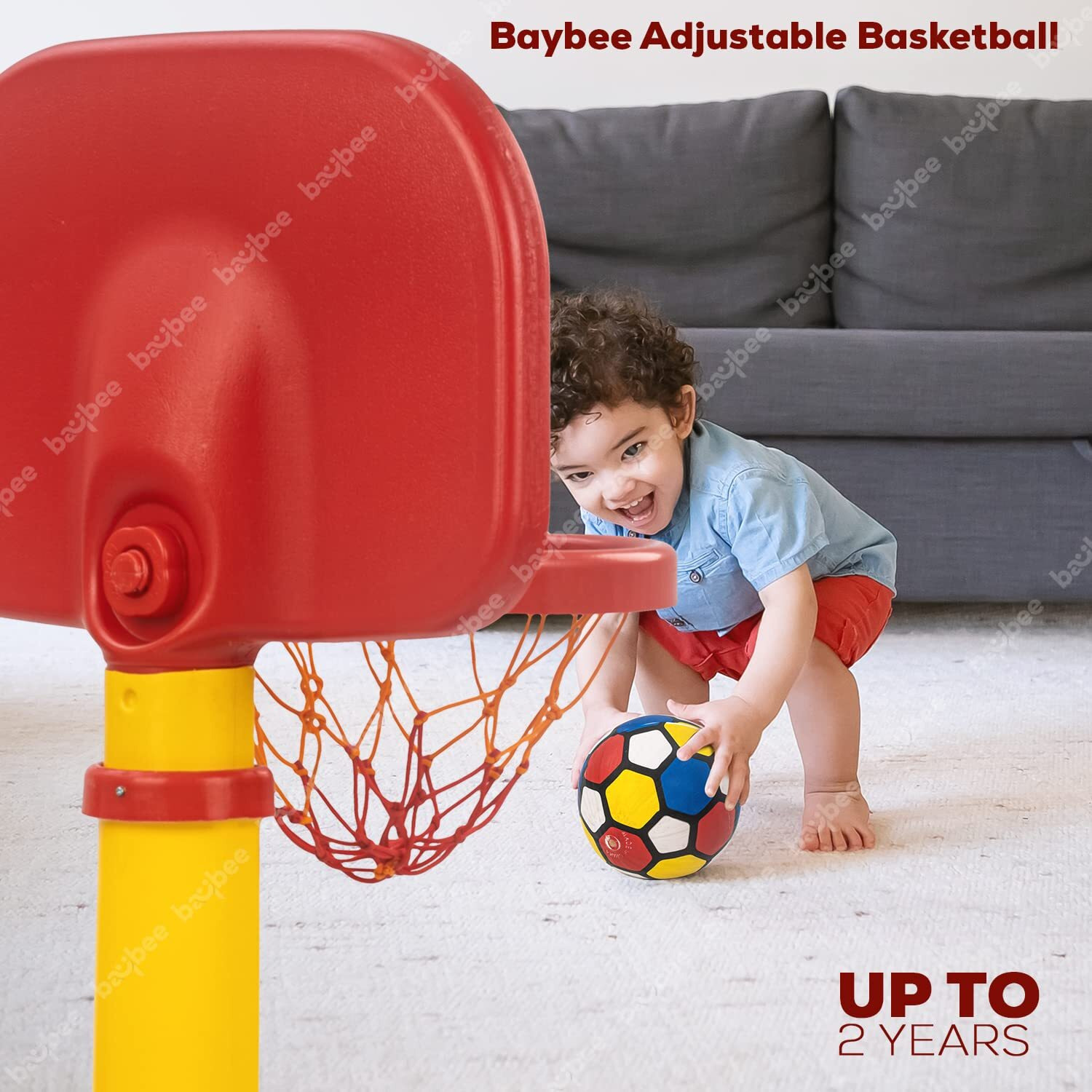 Baybee Multi Activity Sports Basketball For Kids/Outdoor & Indoor Games For Kids/Adjustable Basketball Set Toys With Ball/Multicolor Toys Kids Basket Ball For Babies (Classic,Multicolor)