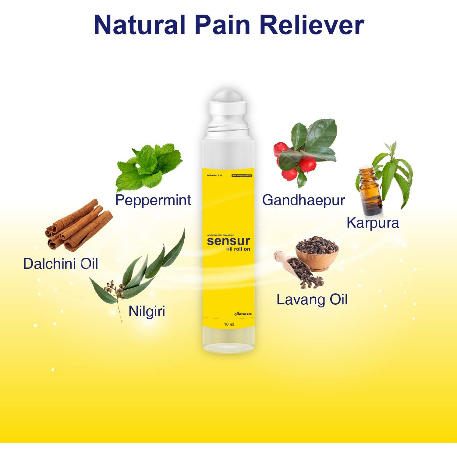 Sensur Natural And Ayurvedic Pain Relief Oil Roll On, 10Ml (Pack Of 6) | Fast Relief All Pains, One Solution