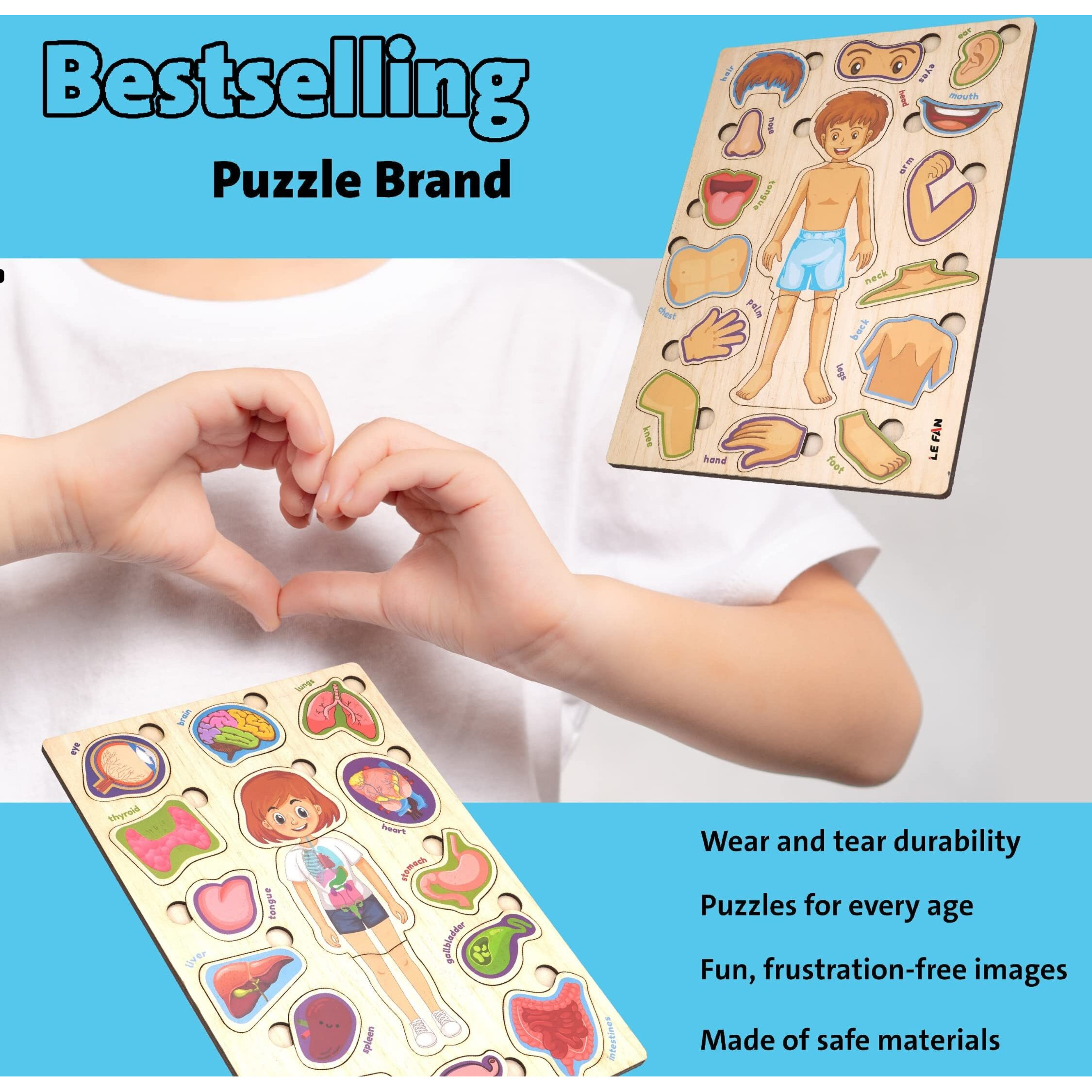 Lefan Body Part Wooden Puzzle Kids Games Toys For Kids 3+ Jigsaw Puzzles For Adults Baby Learning Toys Educational Toys For 2 Board Game