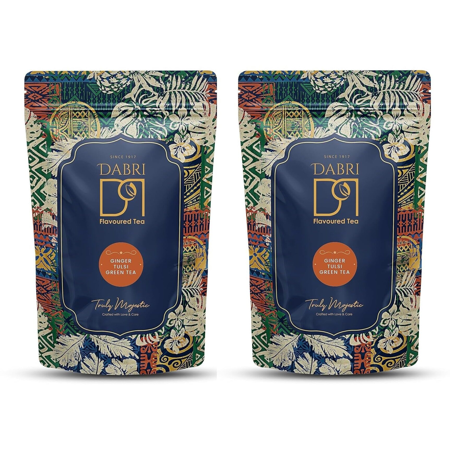 Dabri Ginger Tulsi Green Tea - 100Gm (Pack Of 2) | Immunity Booster, Relieve Mild Cough And Cold Symptoms Also Relieving Indigestion, Improve Your Metabolism