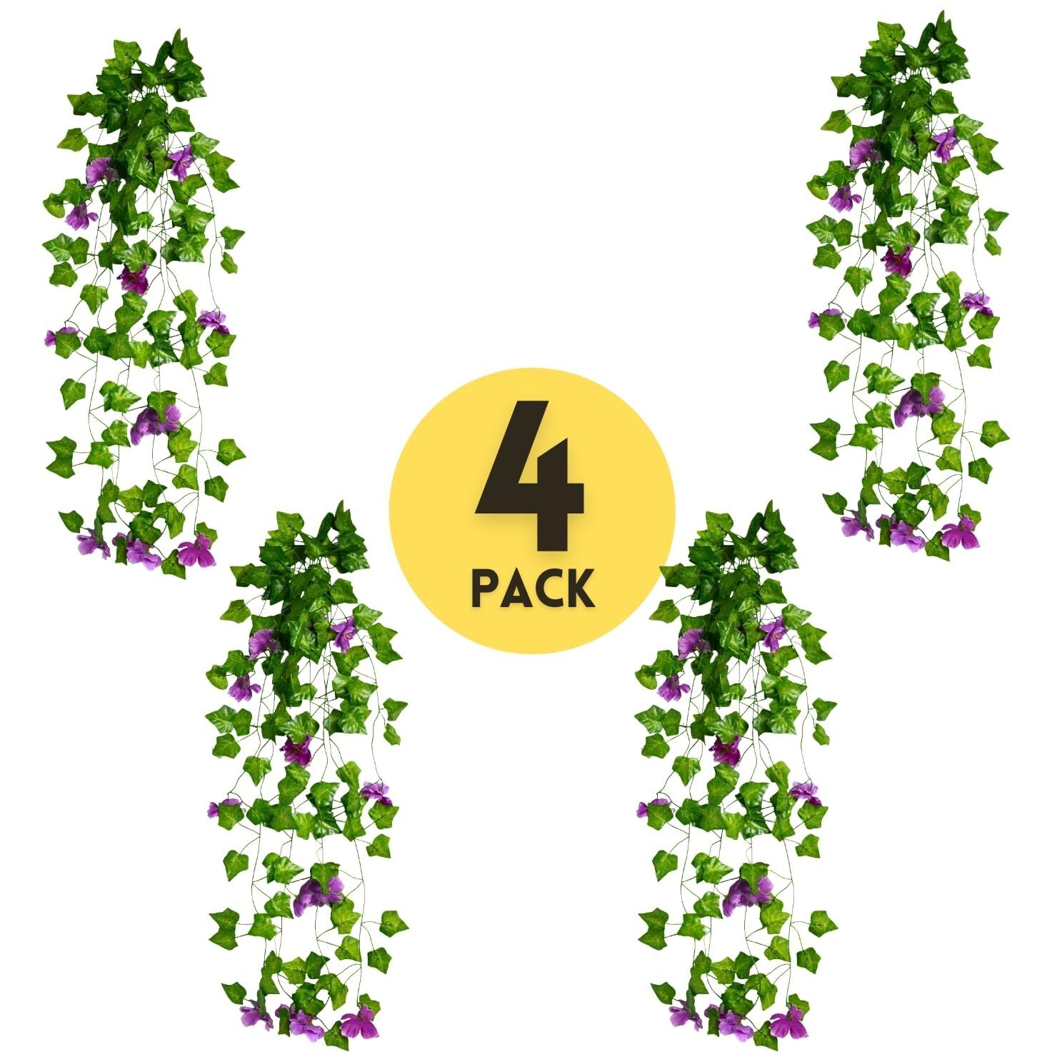 Decorebugs Artificial Flower Plants Leaves Hanging Ivy Garlands Plant Greenery Vine Creeper Home Decor Door Wall Balcony Decoration Party Festival Craft (Pack Of 4)