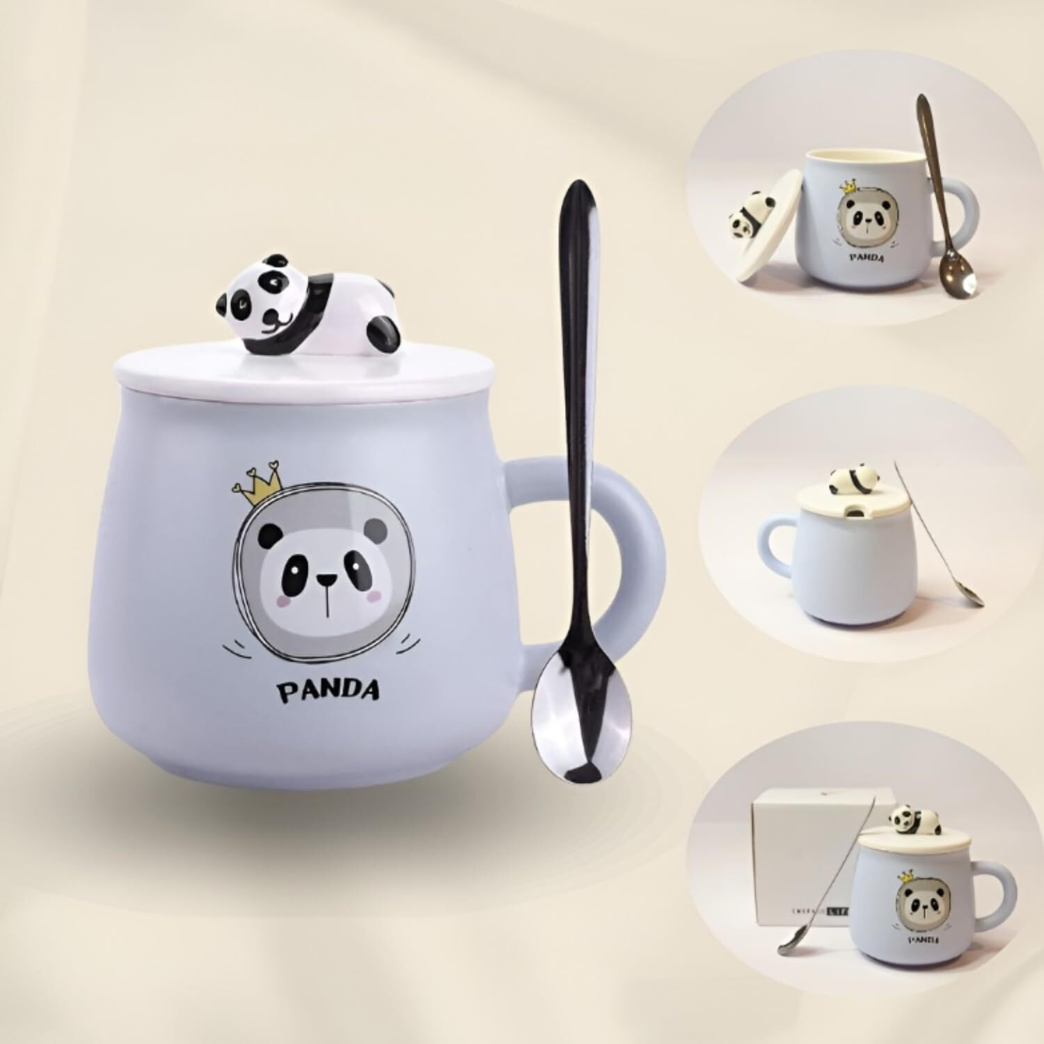 Nyrwana Coffee Mug, Gift Items For Women, Birthday Gift For Girlfriend, Mugs For Gift, Unique Gift For Women, Cups And Mugs, Gift For Women Birthday Special, Panda Mug With Lid And Spoon (Purple)