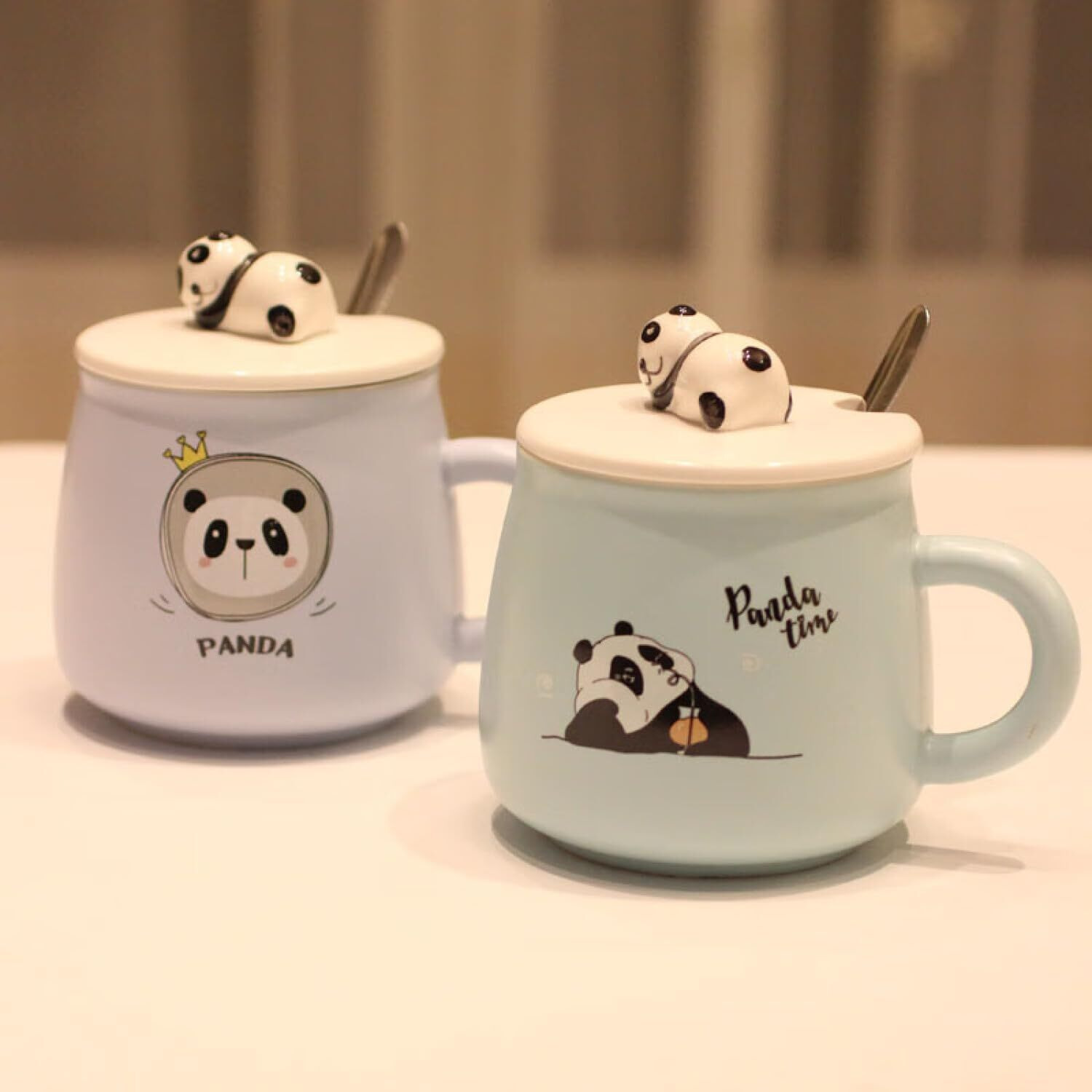 Nyrwana Coffee Mug, Gift Items For Women, Birthday Gift For Girlfriend, Mugs For Gift, Unique Gift For Women, Cups And Mugs, Gift For Women Birthday Special, Panda Mug With Lid And Spoon (Purple)