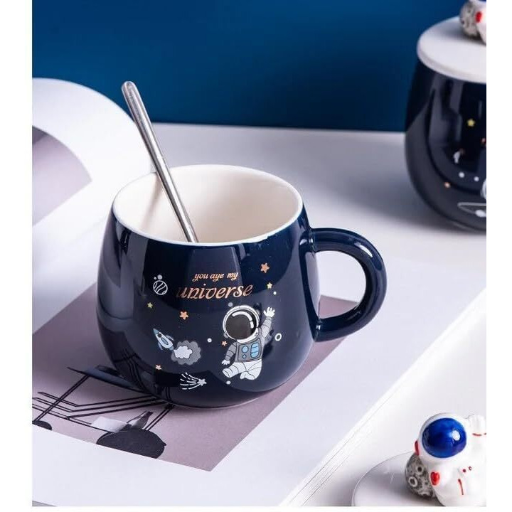 Vasukie Panda Coffee Mug With Lid & Glass Spoon, Mugs For Coffee, Rakhi For Brother, Birthday Gift, Ceramic Mug, 3D Panda Coffee Mug (420Ml  Panda White) (Aestro Mug)