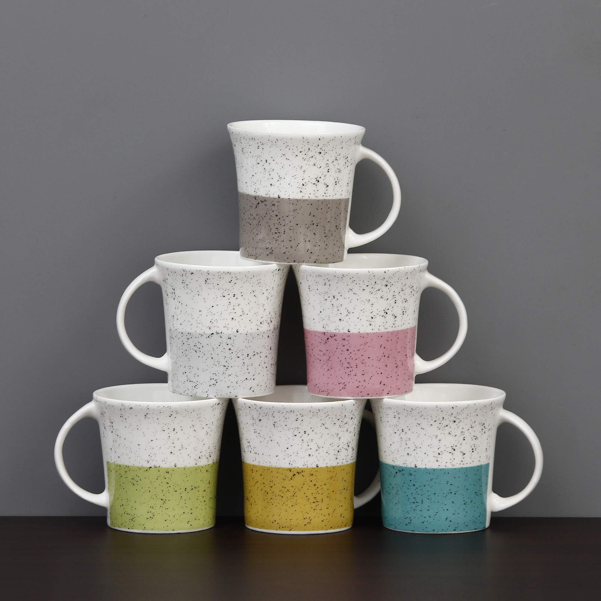 Femora Indian Ceramic Handmade Multicolor Tea Cup Coffee Cup- 6 Pcs- 160 Ml - Small Serving