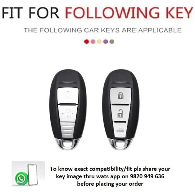 Jvcv Soft Handmade Leather Car Key Cover Compatible With Maruti Suzuki Baleno Ciaz Vitara Brezza S Cross Swift Ignis And Toyota Urban Cruiser Smart Key With Keychain (Black)