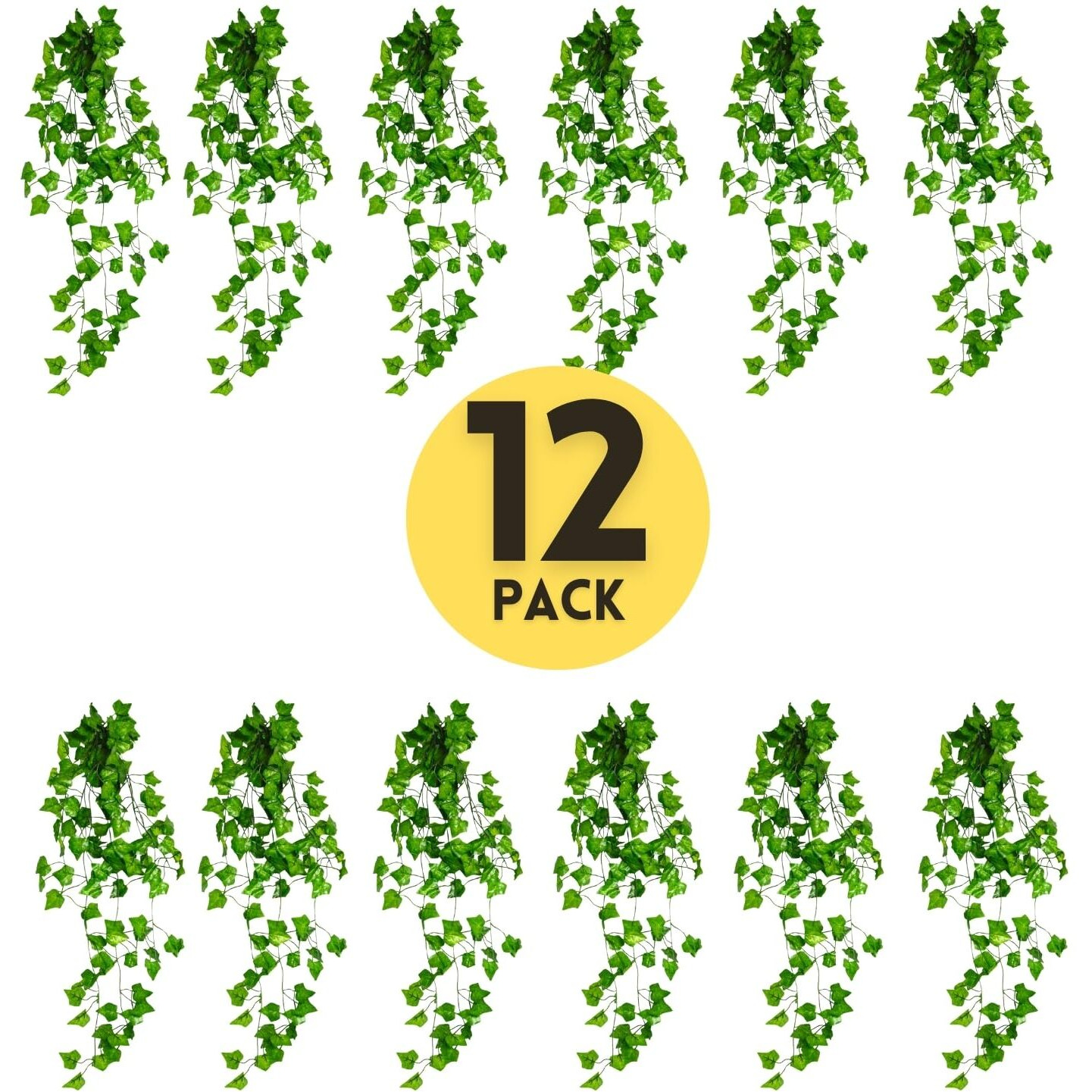 Decorebugs Artificial Plants Leaves Hanging Ivy Garlands Plant Greenery Vine Creeper Home Decor Door Wall Balcony Decoration Party Festival Craft (Pack Of 12)