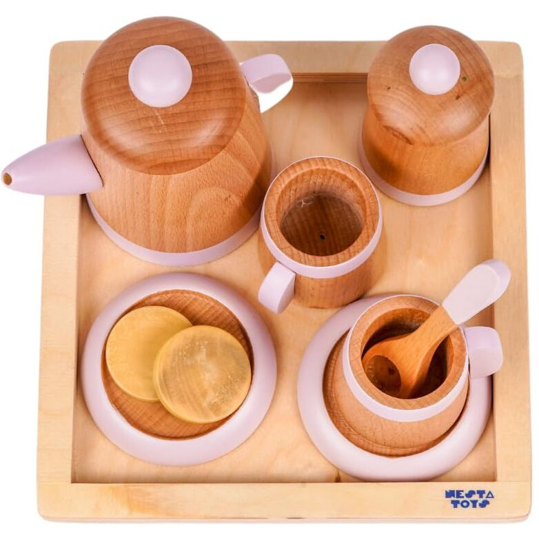 Nesta Toys - Wooden Tea Set | Pretend Play Food Sets | Kitchen Toys (3+ Years) - 10 Pcs