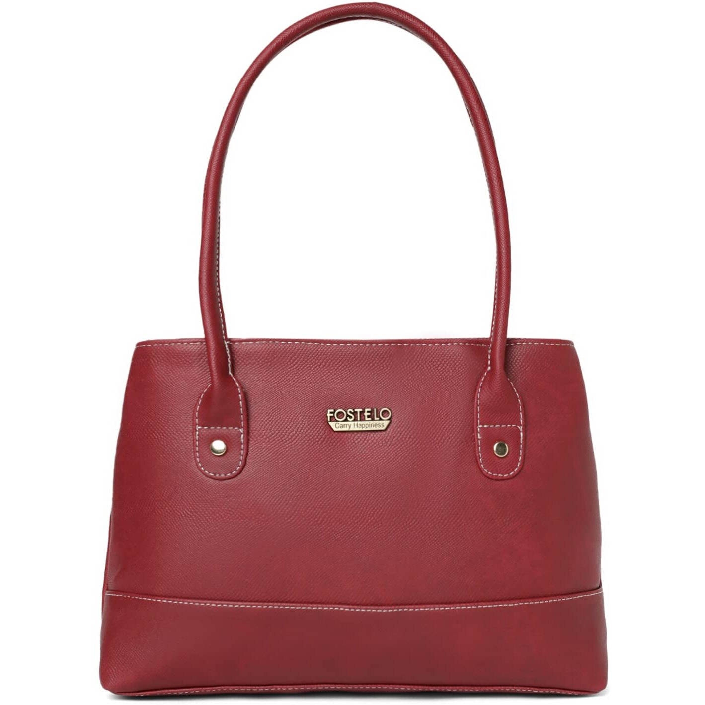 Fostelo Women's Vegan Leather Feathers Handbag Shoulder Hobo Bag Ladies Purse (Maroon) (Medium)
