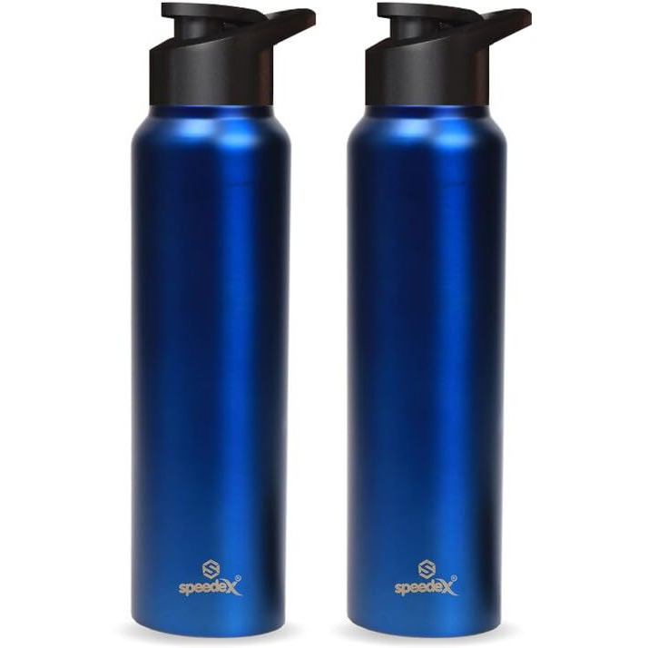 Speedex Stainless Steel Water Bottle 1 Litre, Leakproof Sipper Cap 1 Ltr, Blue, Bottles 1+ Litre For School, Gym, Office, Boys, Girls, Men, Women, Kids 1Ltr - 1000 Ml - Set Of 2