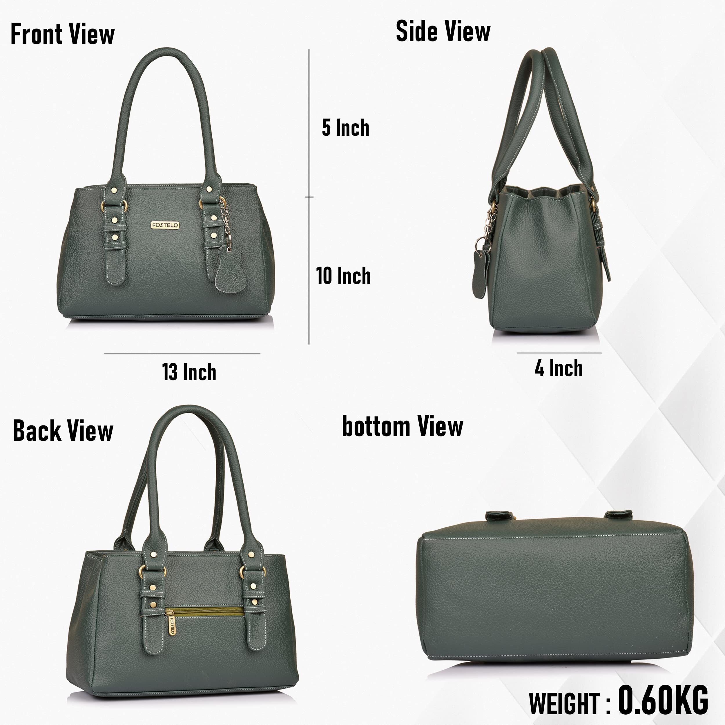 Fostelo Women's Vegan Leather Westside Handbag Shoulder Hobo Bag Ladies Purse (Green) (Large)