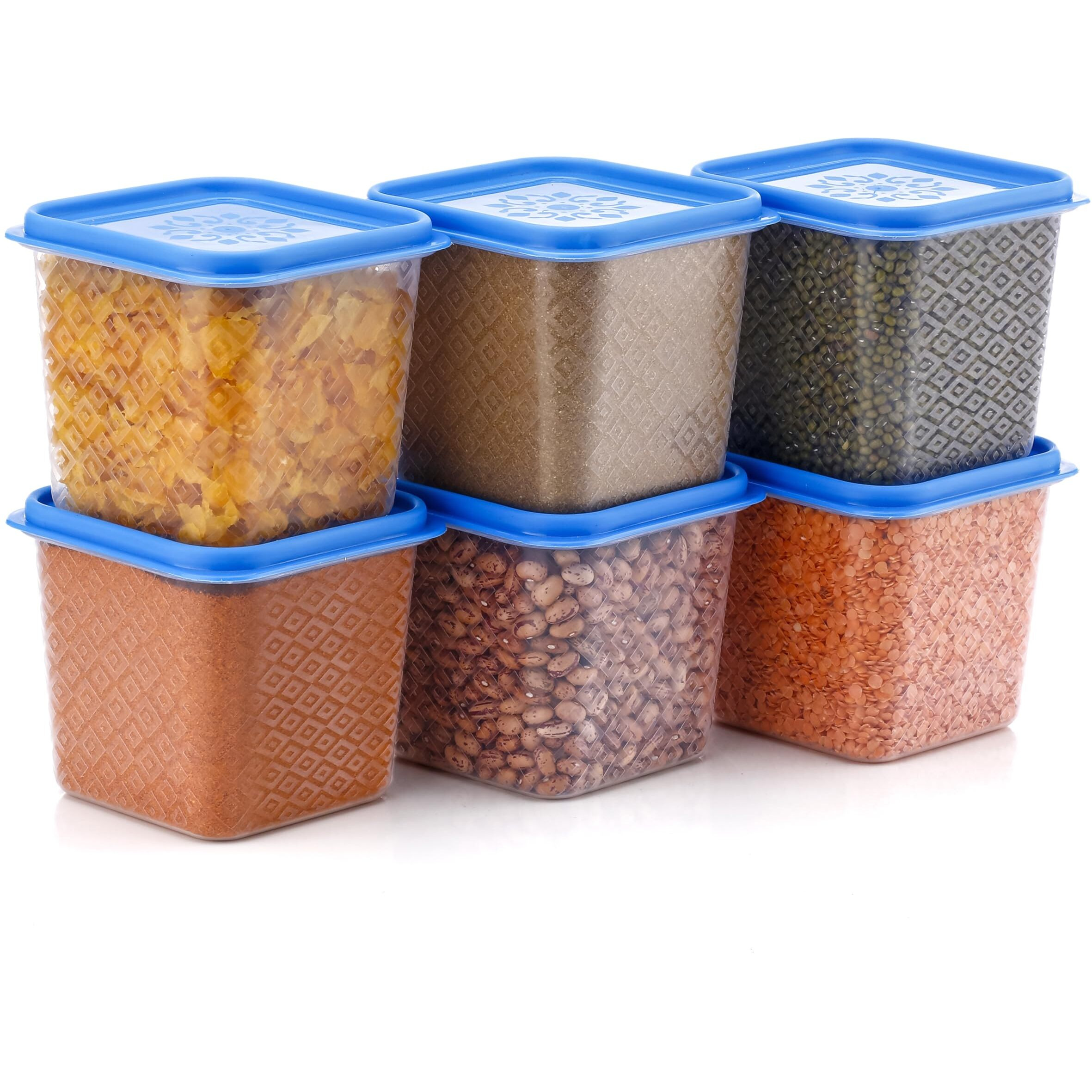 Hindstar Multipurpose Plastic Storage Jars And Kitchen Mate Classic Containers | Bpa-Free, Airtight Kitchen Container Set For Spices, Grains - Transparent (500Ml, 750Ml, 1000Ml, Set Of 12)