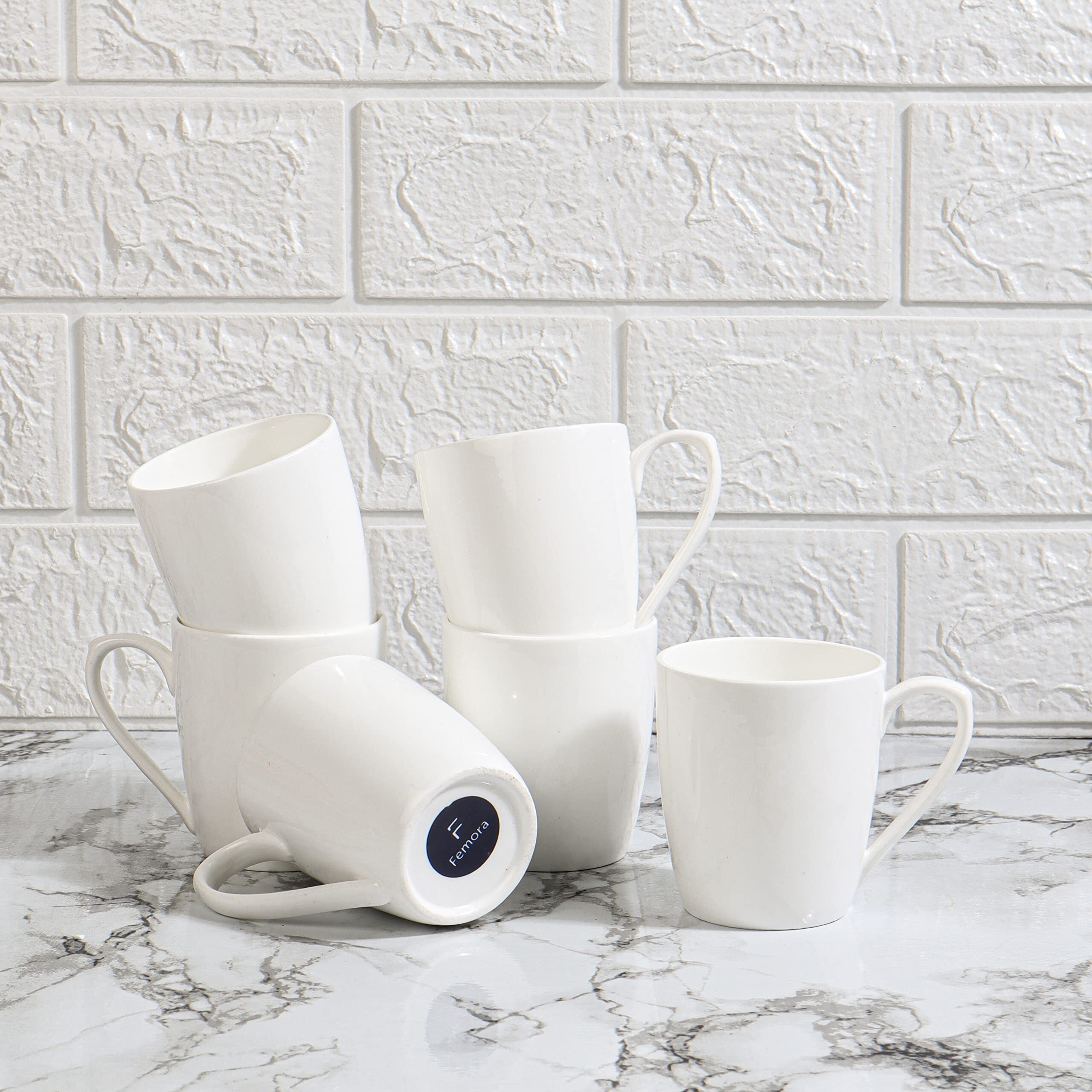 Femora Desh Ki Mitti Ceramic Coffee & Tea Cup Set Of 6, 160 Ml, White
