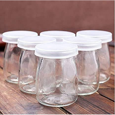 Brezzycloud Glass Jars For Yogurt, Set Of 6 Clear Pudding Jar With Lid - Glass Jars For Yogurt, Milk, Parfait, Spices And More - Perfect Glass Jar Gift For Family And Friends (150Ml, Set Of 6)