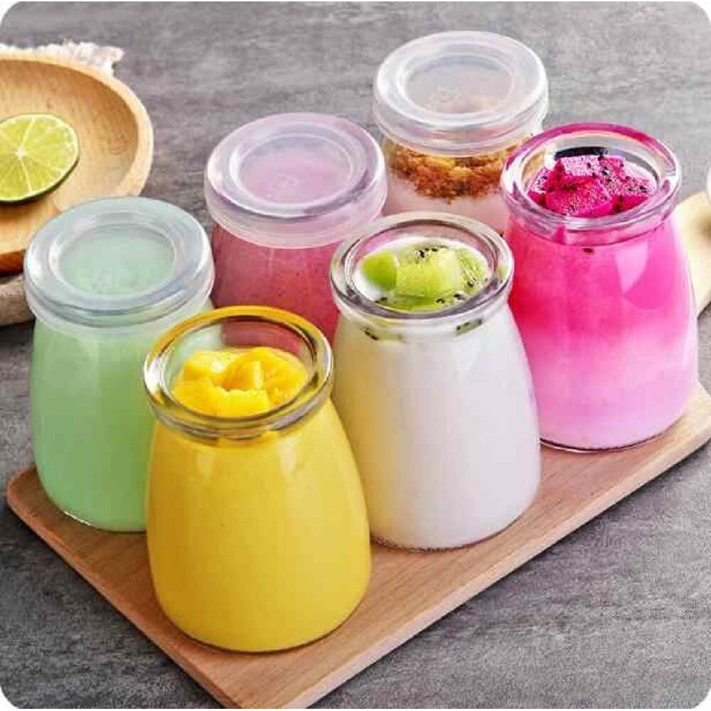 Brezzycloud Glass Jars For Yogurt, Set Of 6 Clear Pudding Jar With Lid - Glass Jars For Yogurt, Milk, Parfait, Spices And More - Perfect Glass Jar Gift For Family And Friends (150Ml, Set Of 6)