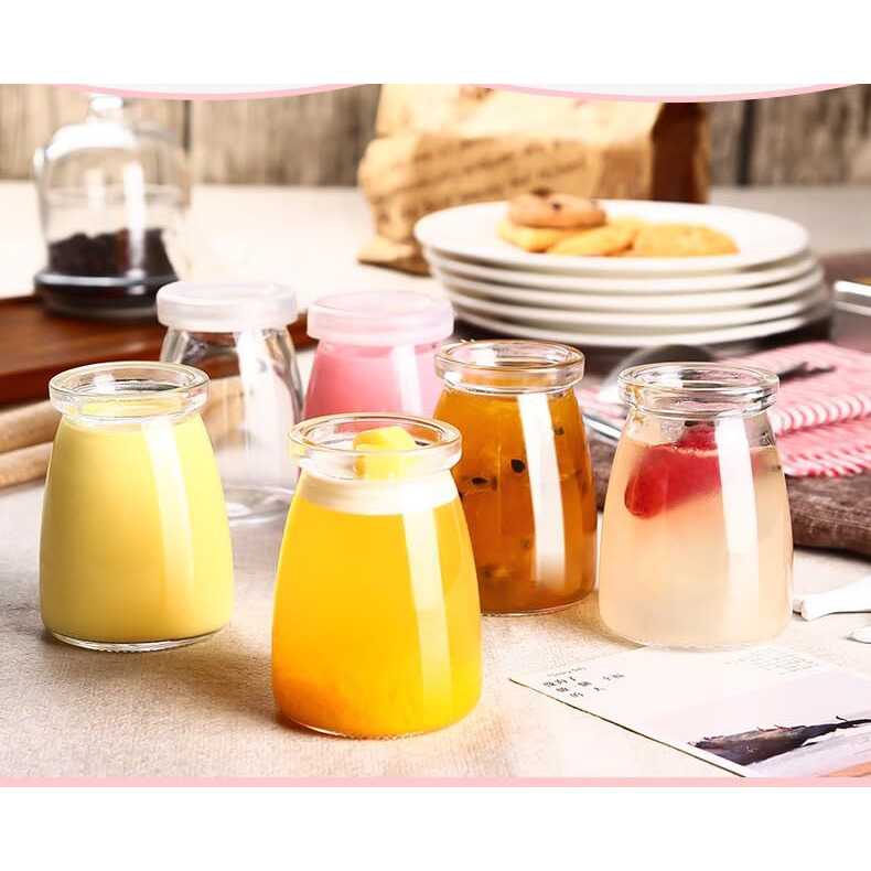 Brezzycloud Glass Jars For Yogurt, Set Of 6 Clear Pudding Jar With Lid - Glass Jars For Yogurt, Milk, Parfait, Spices And More - Perfect Glass Jar Gift For Family And Friends (150Ml, Set Of 6)
