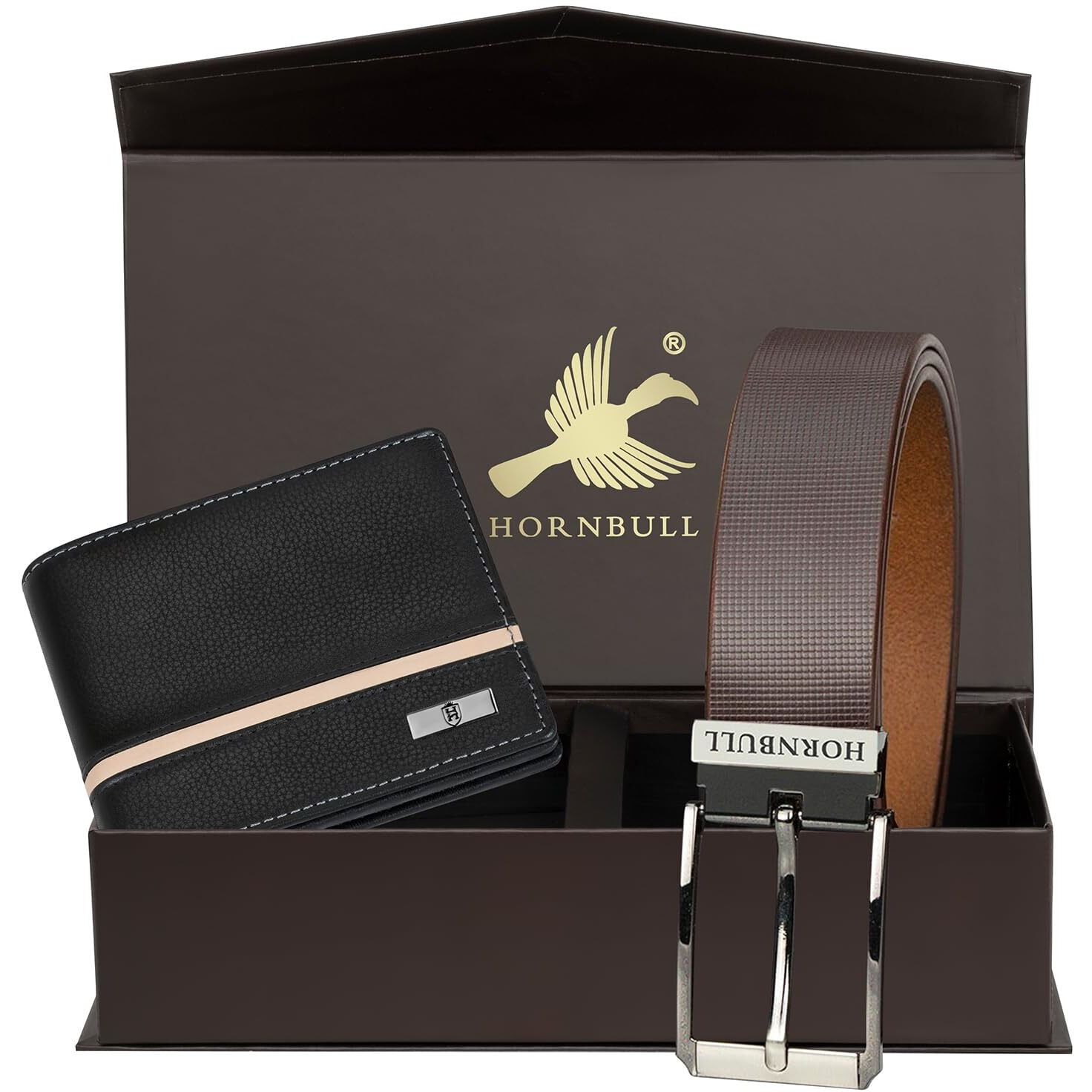 Hornbull Denial Leather Combo Gift Wallet For Men | Wallets Men With Rfid Blocking | Valentine's Day Gift Hamper For Men (Bw45152)