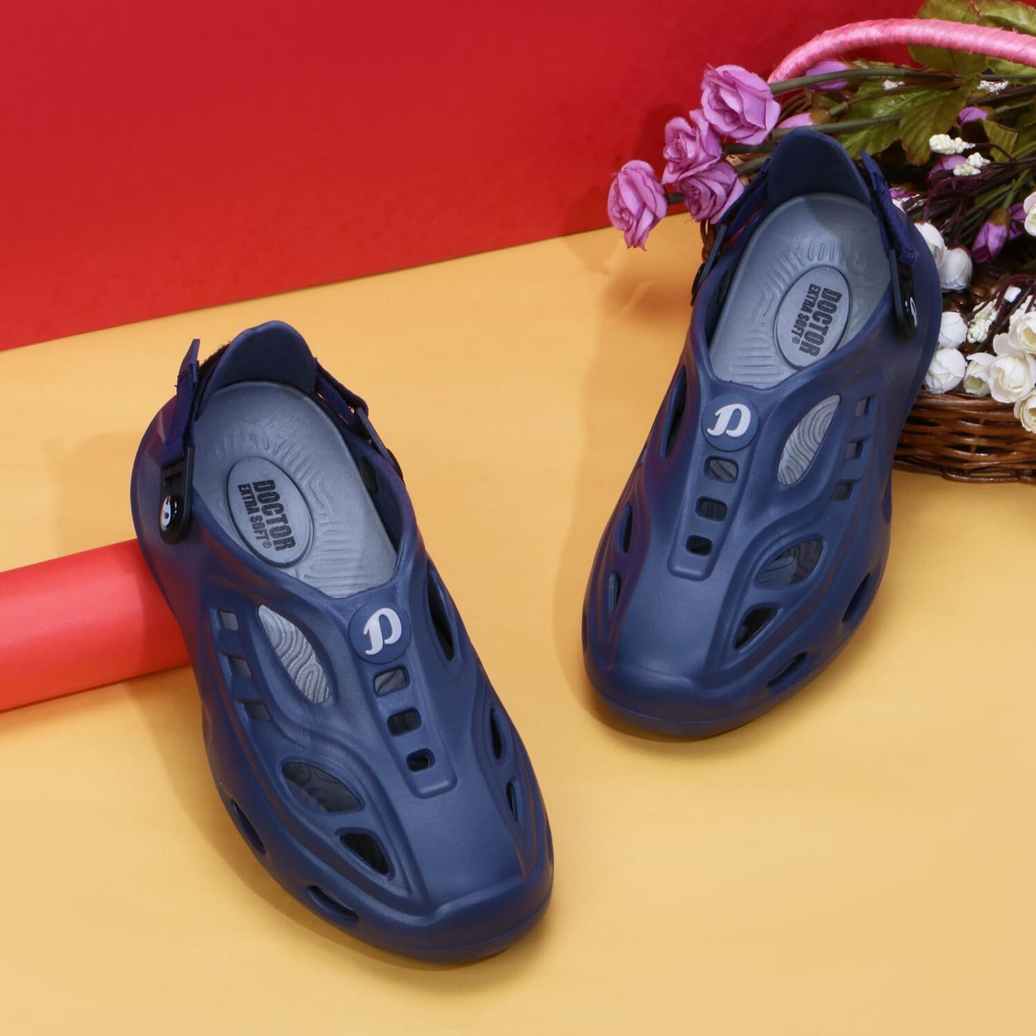 Doctor Extra Soft Men's Sports Extra Padding Casual Clogs/Sandals With Adjustable Back Strap For Adult| Comfortable & Lightweight| Stylish & Anti-Skid| Everyday Use Waterproof Mules Gents/Boys D-531