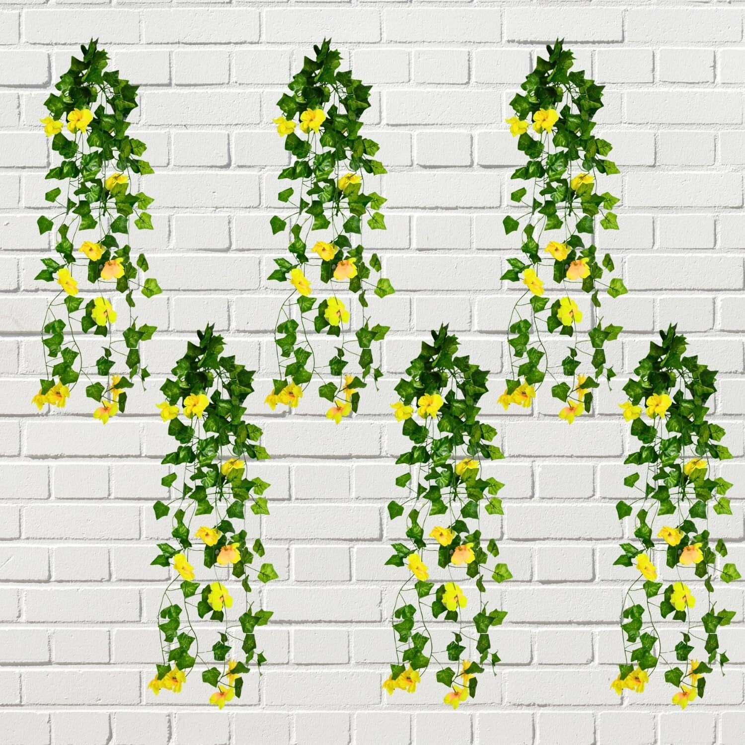 Decorebugs Artificial Flower Plants Leaves Hanging Ivy Garlands Plant Greenery Vine Creeper Home Decor Door Wall Balcony Decoration Party Festival Craft (Pack Of 6)