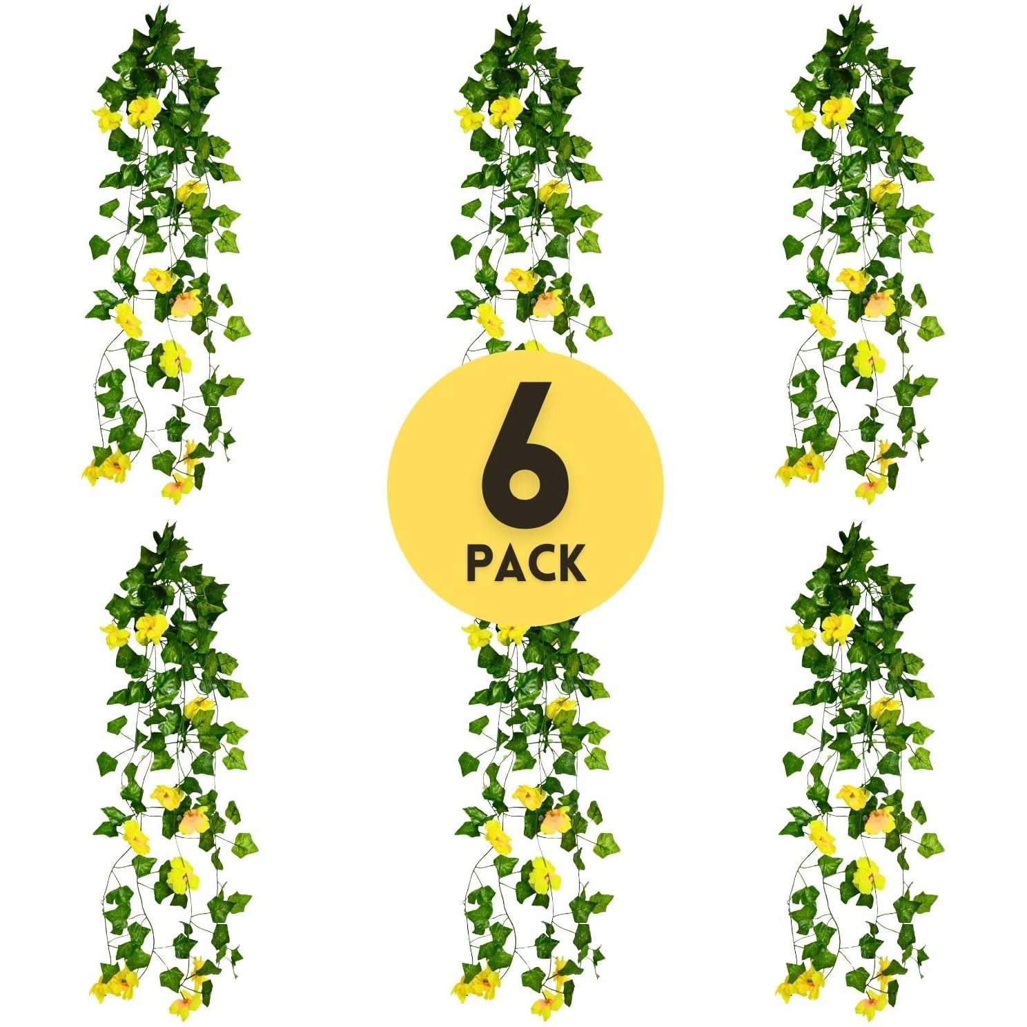 Decorebugs Artificial Flower Plants Leaves Hanging Ivy Garlands Plant Greenery Vine Creeper Home Decor Door Wall Balcony Decoration Party Festival Craft (Pack Of 6)