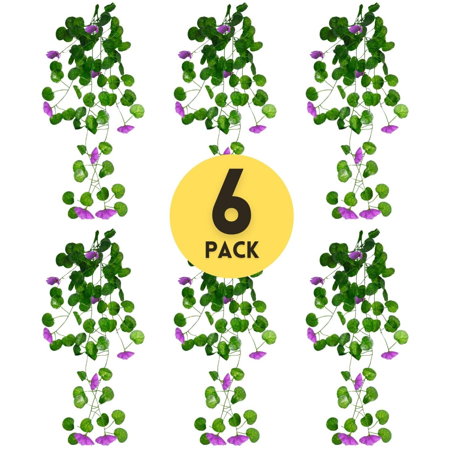 Decorebugs Artificial Flower Plants Leaves Hanging Ivy Garlands Plant Greenery Vine Creeper Home Decor Door Wall Balcony Decoration Party Festival Craft (Pack Of 6)