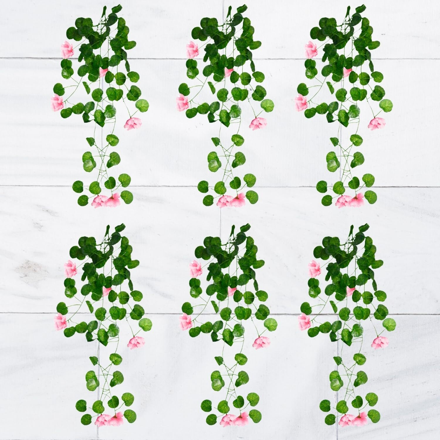 Decorebugs Artificial Flower Plants Leaves Hanging Ivy Garlands Plant Greenery Vine Creeper Home Decor Door Wall Balcony Decoration Party Festival Craft (Pack Of 6)