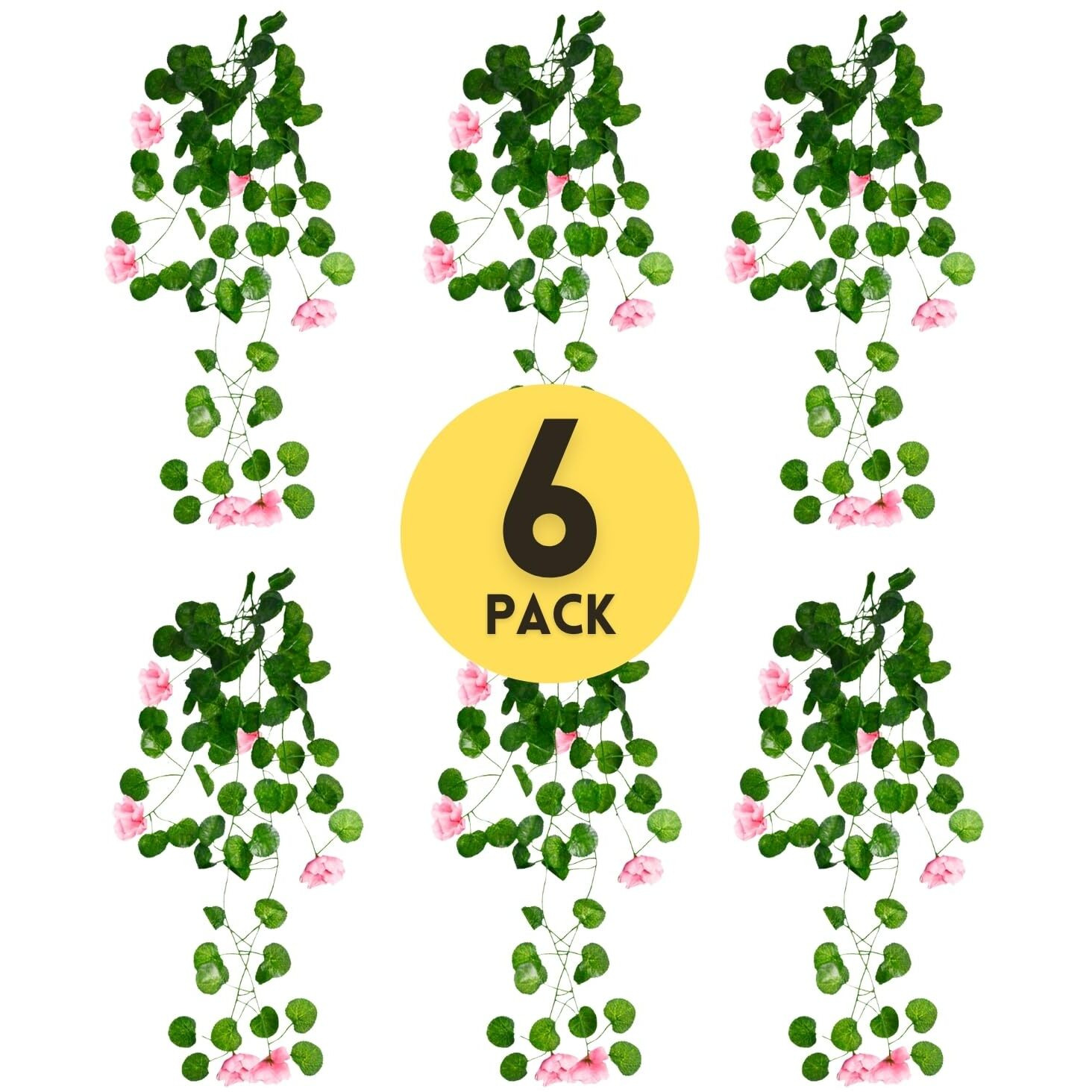 Decorebugs Artificial Flower Plants Leaves Hanging Ivy Garlands Plant Greenery Vine Creeper Home Decor Door Wall Balcony Decoration Party Festival Craft (Pack Of 6)