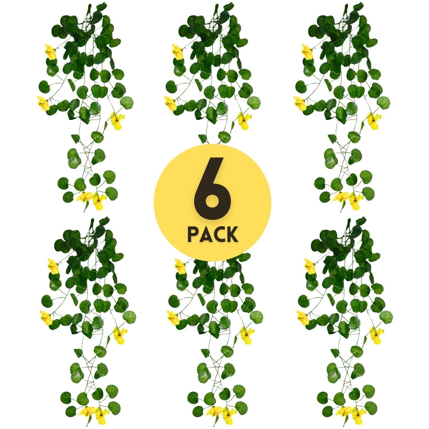 Decorebugs Artificial Flower Plants Leaves Hanging Ivy Garlands Plant Greenery Vine Creeper Home Decor Door Wall Balcony Decoration Party Festival Craft (Pack Of 6)