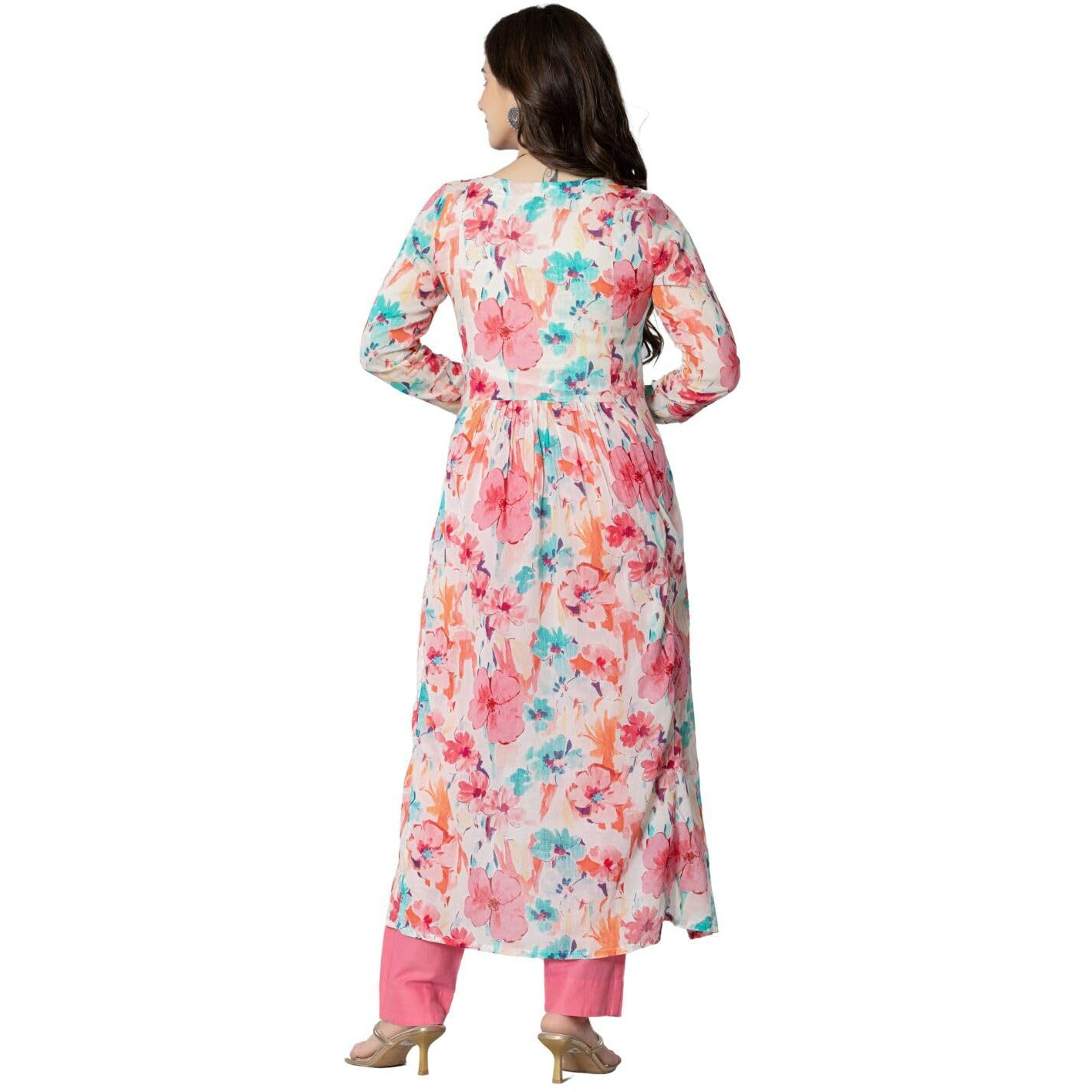 Amayra Women's Printed Embroidered Kurta With Pant And Dupatta Set(Tck555,Pink,Xxl)