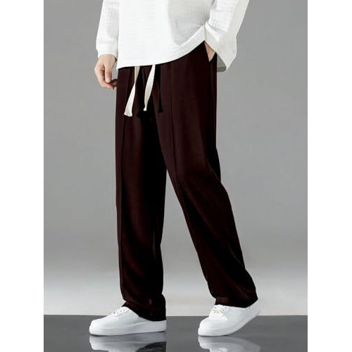 Greciilooks Regular Trouser Loose Fit | Sports For Men Stylish Track Pant | Track Pants | Plain Track Pant (In, Alpha, M, Regular, Dark Brown)