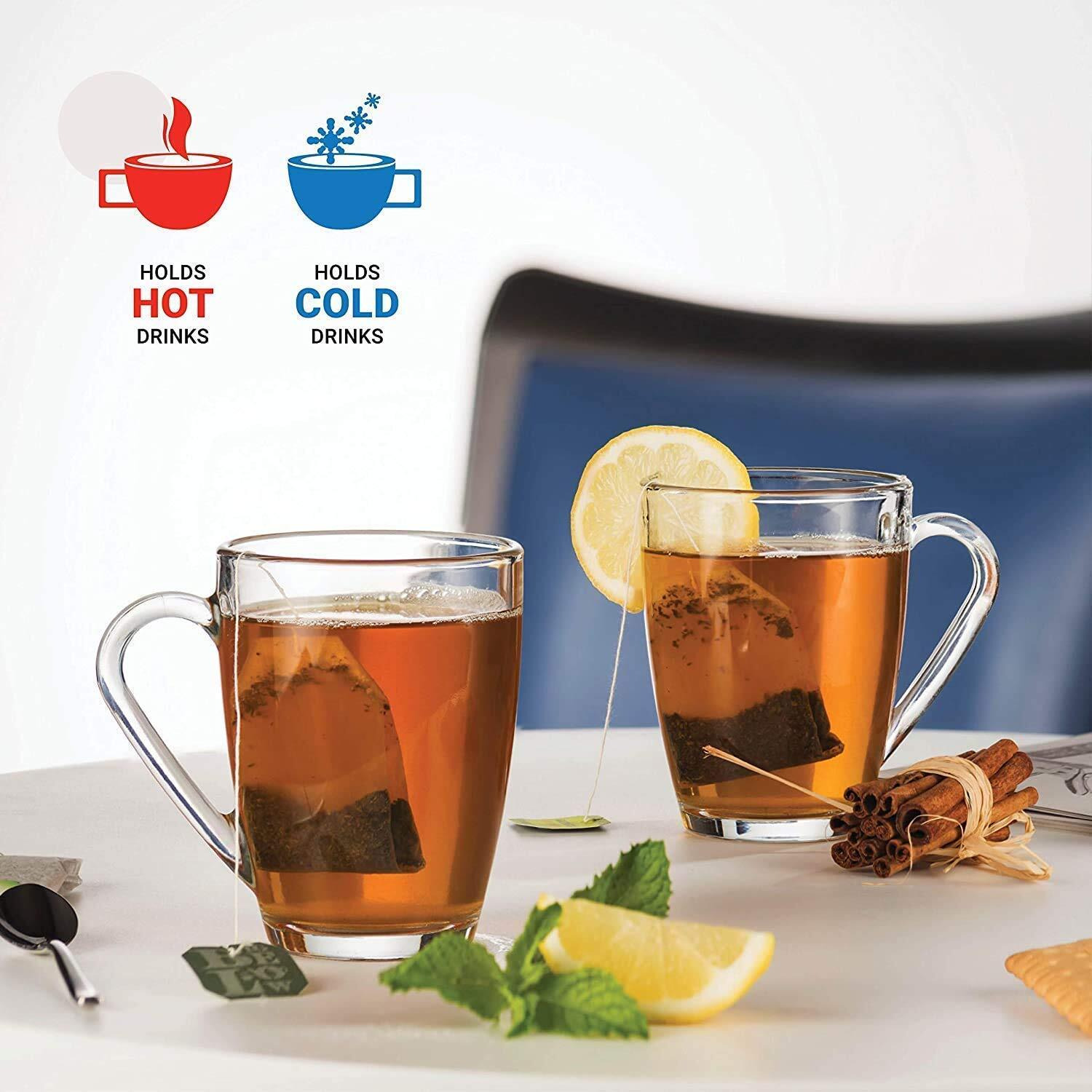 Zroy Enterprise Premium Glass Coffee Mug Tea Cups, Transparent, Glass Cups Set For Coffee, Green Tea, Herbal Tea, Lemon Tea, Milk Cup, Hot/Cold Drinks Cups (Classic Cup, 6)